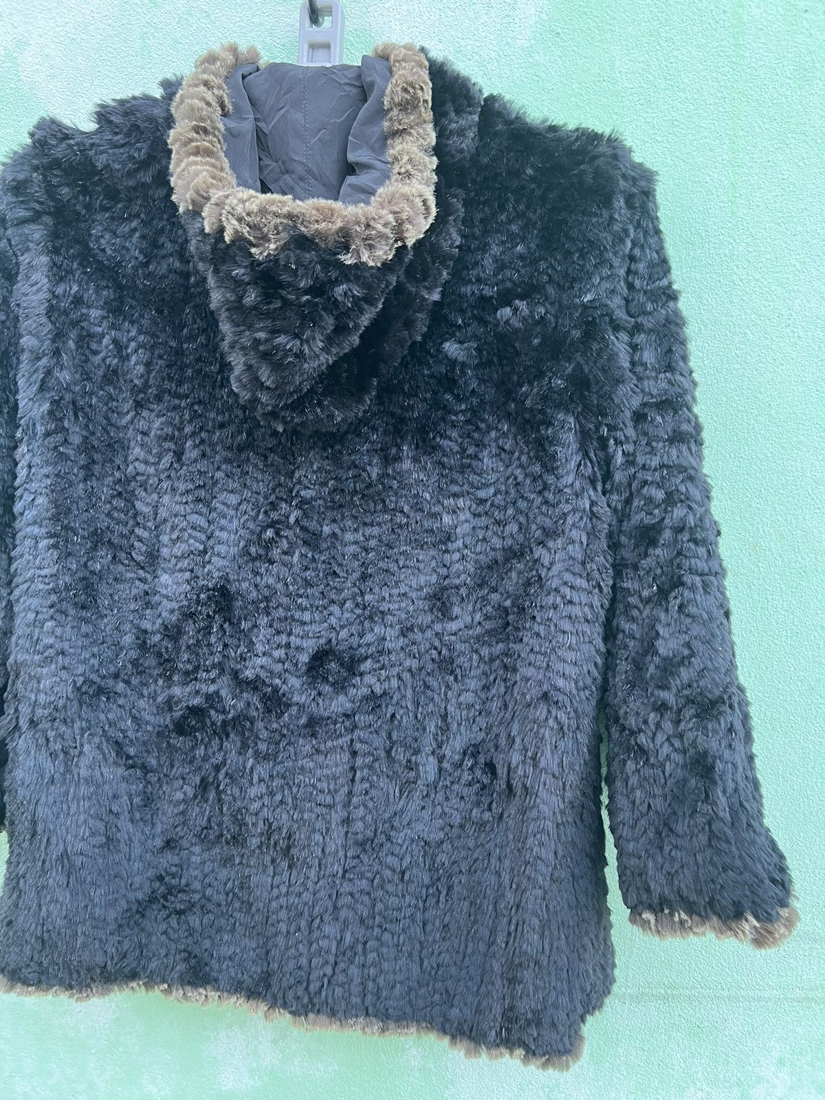 Leather Furugi USED vintage 100% silk rabbit fur reversible jacket Size US L / EU 52-54 / 3 - 18 Thumbnail