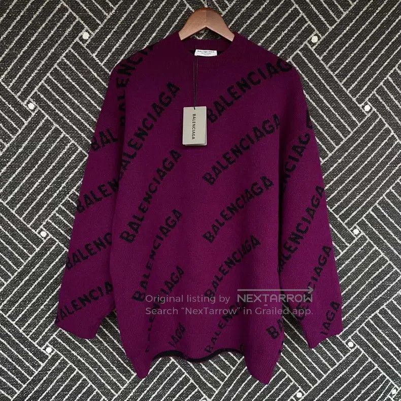 Balenciaga Balenciaga Letter Printed Round Neck Long-Sleeve Woolen Sw Size XS / US 0-2 / IT 36-38 - 2 Thumbnail