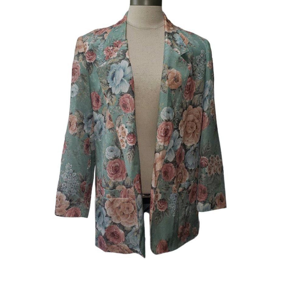 Designer CT389a Alfred Dunner Formal Floral Green Jacket Petite 12 Size XL / US 12-14 / IT 48-50 - 1 Thumbnail