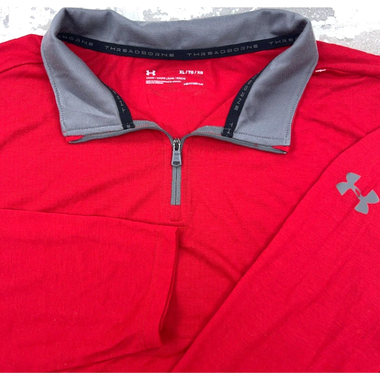 Under Armour Under Armour Shirt Men XL Red Gray Pullover 1/4 Zip Performance Threadborne Size US XL / EU 56 / 4 - 2 Thumbnail
