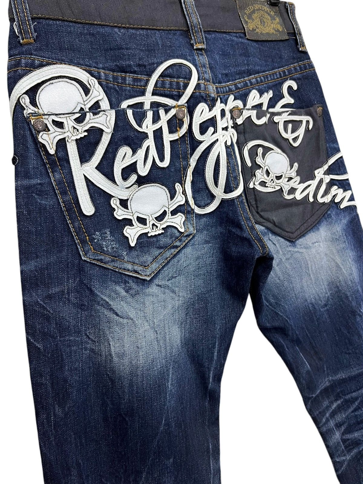 Vintage 🔥Vintage RED PEPPER Skulls Big Spell-out Punk Jeans Size US 30 / EU 46 - 4 Thumbnail