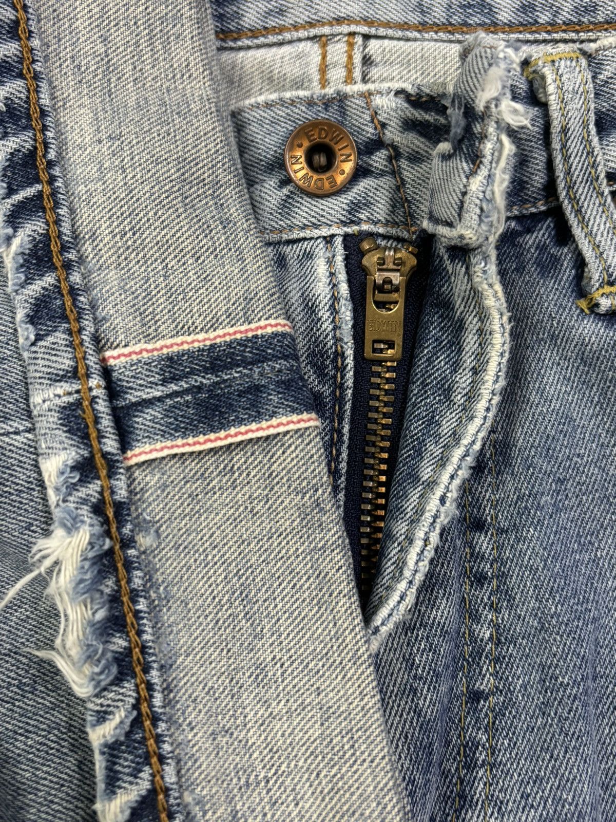 Edwin Vintage Edwin 505X Selvedge Blue Washed Straight Leg Jeans Size US 30 / EU 46 - 5 Thumbnail