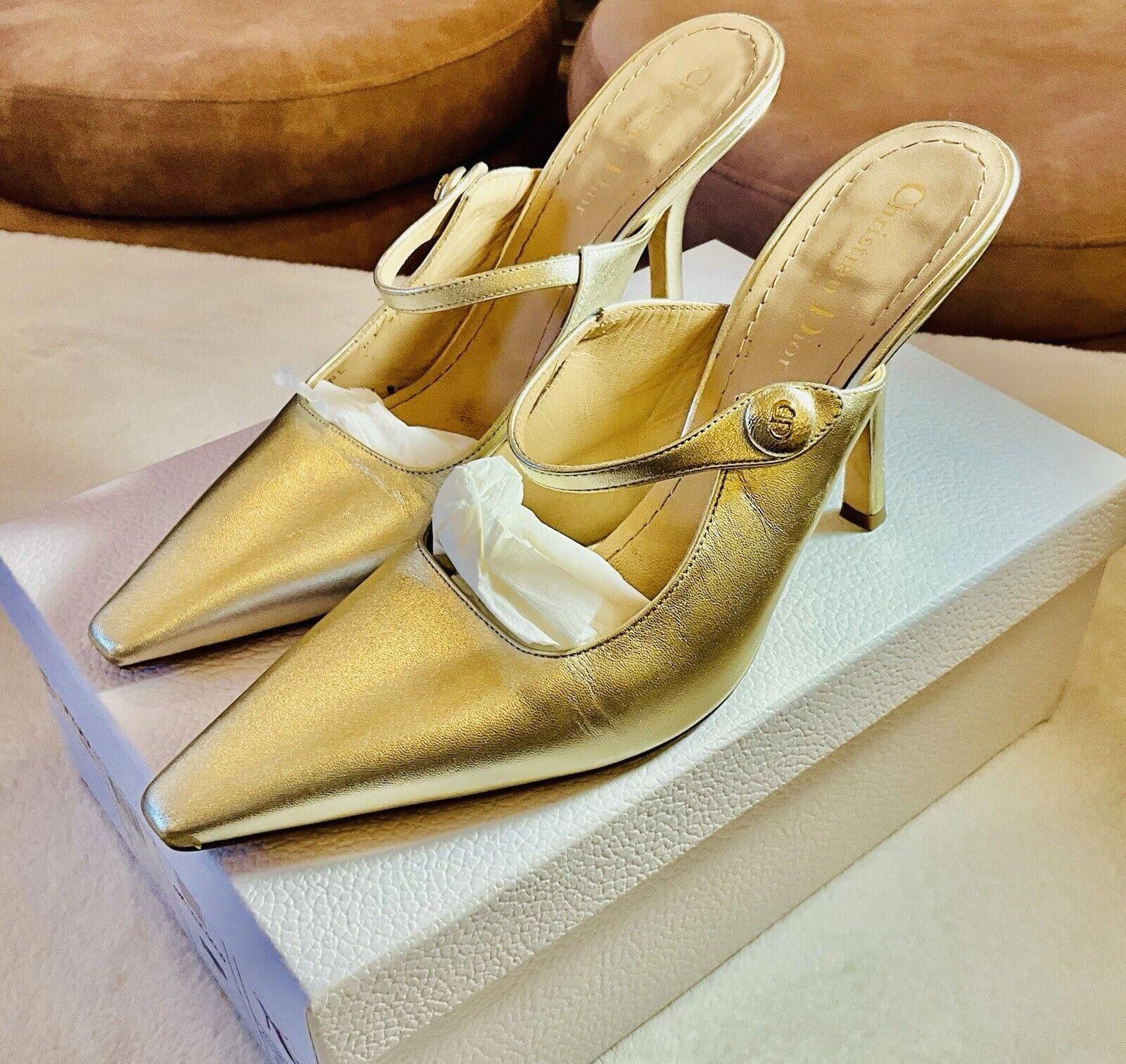 Dior Christian Dior Gold Slip On Pointed Heels Size 41 Size US 10 / IT 40 - 1 Thumbnail