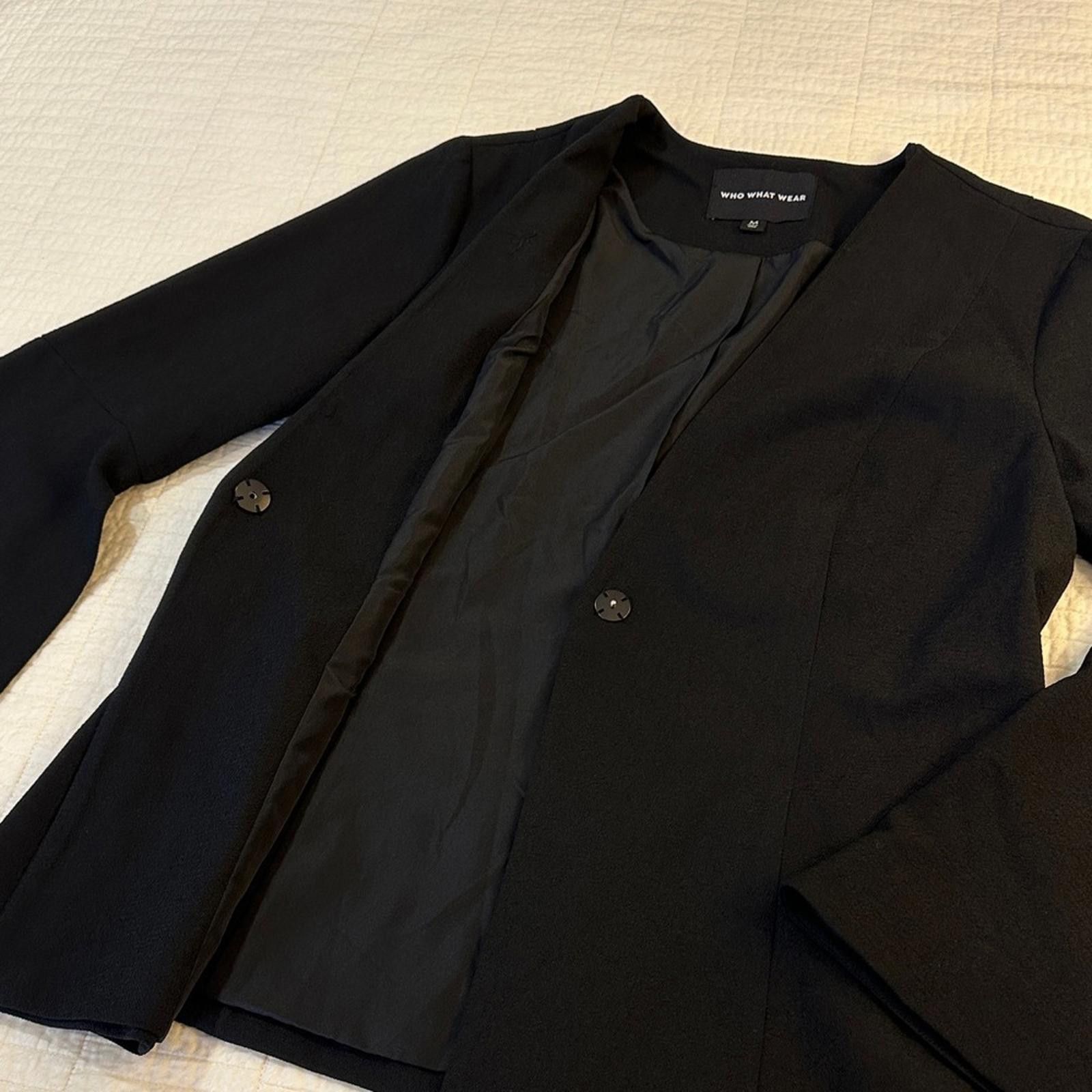 Other Who What Wear Medium Black Blazer NWOT Bell Sleeve Jacket Size M / US 6-8 / IT 42-44 - 4 Thumbnail
