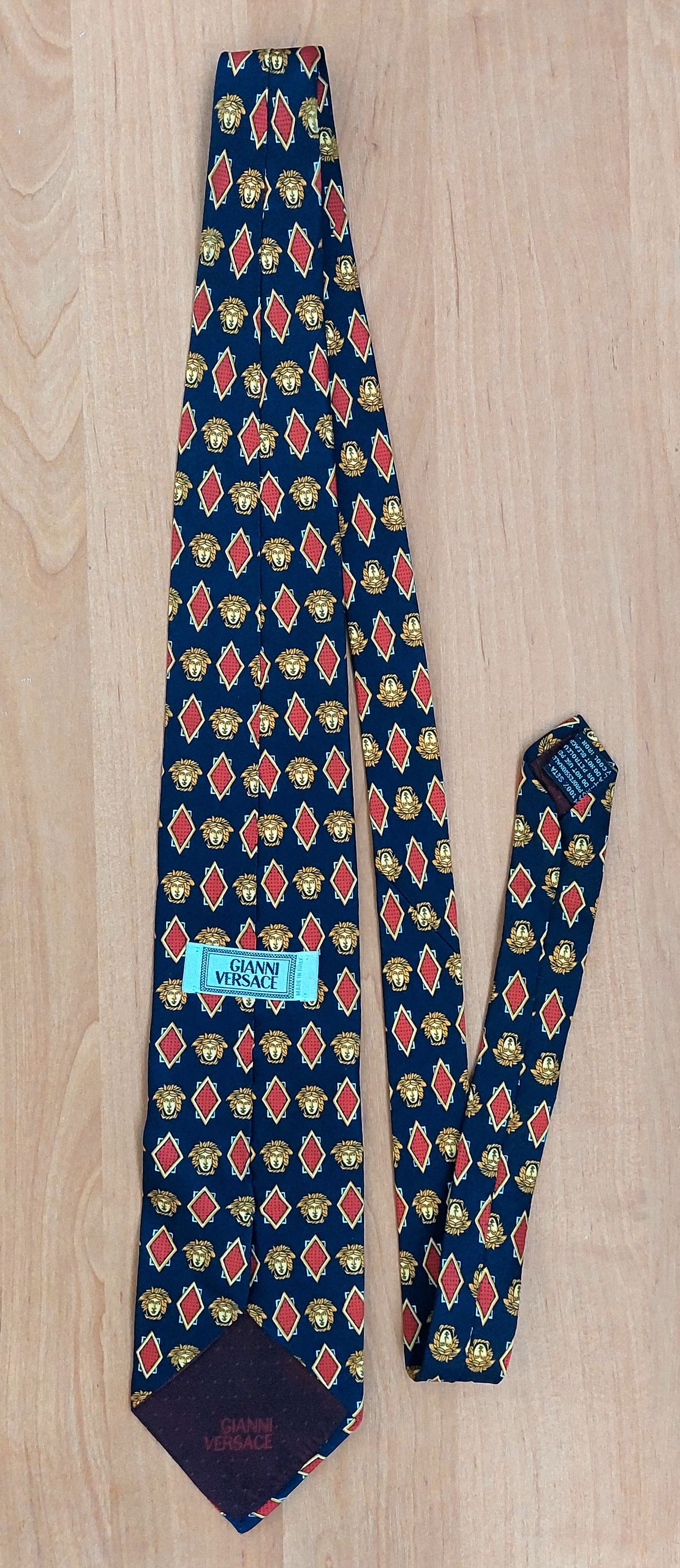 Versace Vintage Gianni Versace Medusa Silk Tie Navy Geometric 90s Size ONE SIZE - 4 Thumbnail