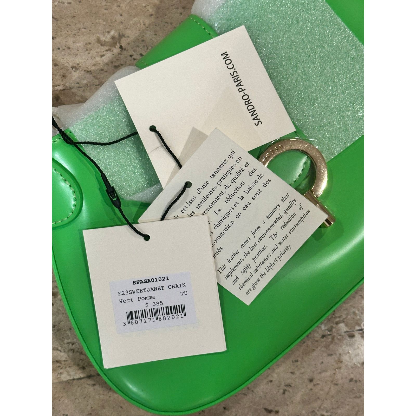 Sandro NEW NWT Sandro Janet Leather Bag Green Crossbody Chain Size ONE SIZE - 5 Thumbnail