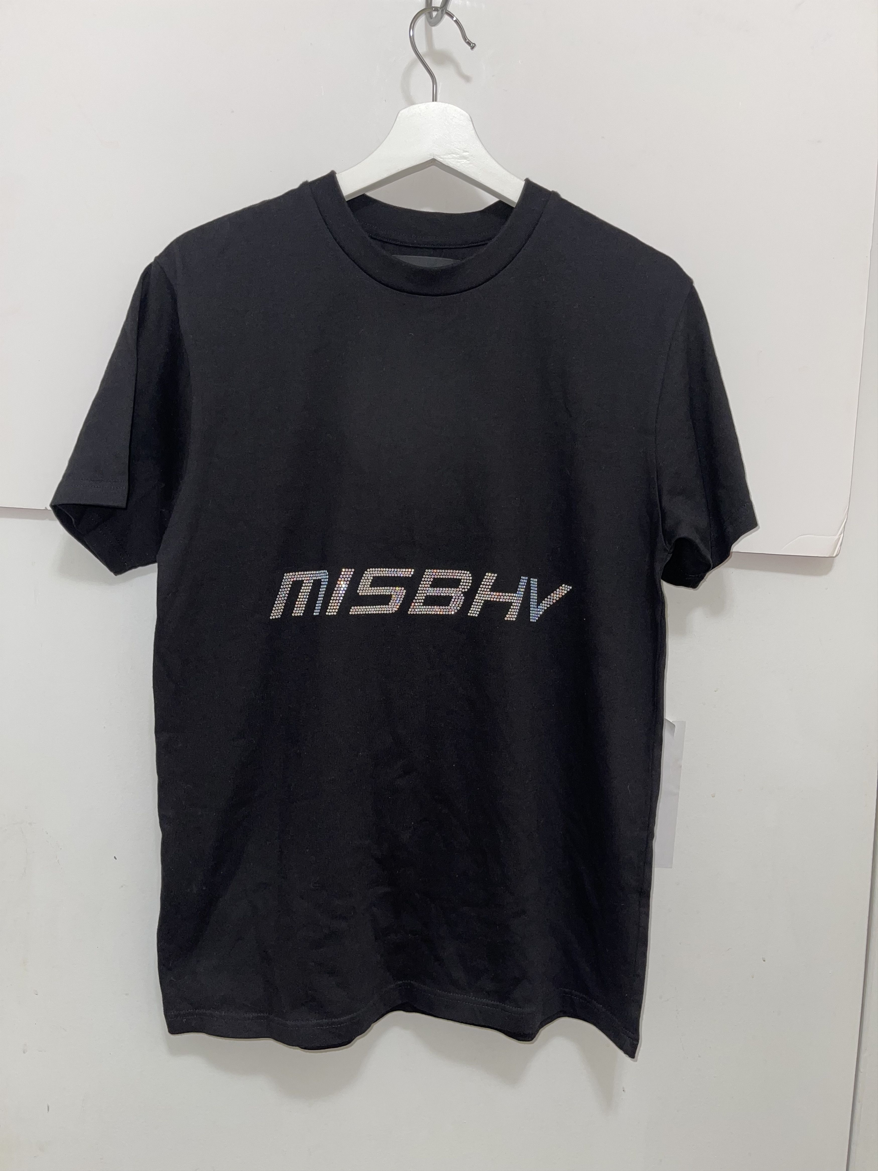 Misbhv MISBHV BLACK TEE BLING RHINESTONES SPELLOUT LOGO PRINT RARE Size US S / EU 44-46 / 1 - 2 Thumbnail