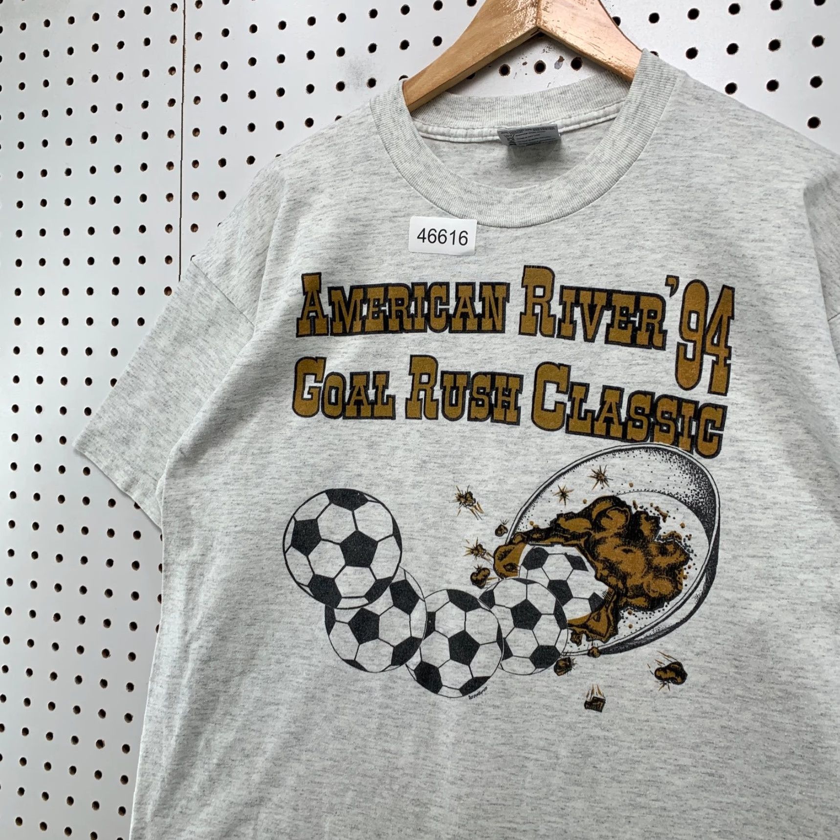 Vintage VINTAGE Oneita Gray T-Shirt Mens XL Soccer Goal Shirt 90s USA 90s Single Stitch Cotton Size US XL / EU 56 / 4 - 6 Thumbnail