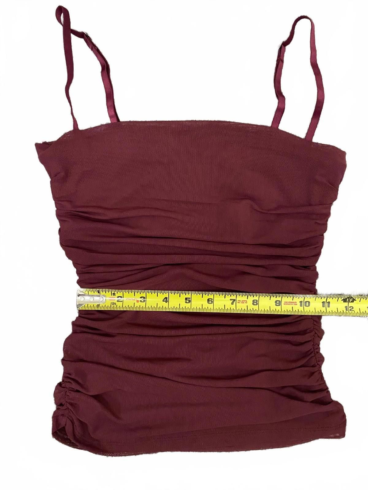Other OPEN EDIT Ruched Sheer Mesh Top in Burgundy (SMALL) Size S / US 4 / IT 40 - 5 Thumbnail