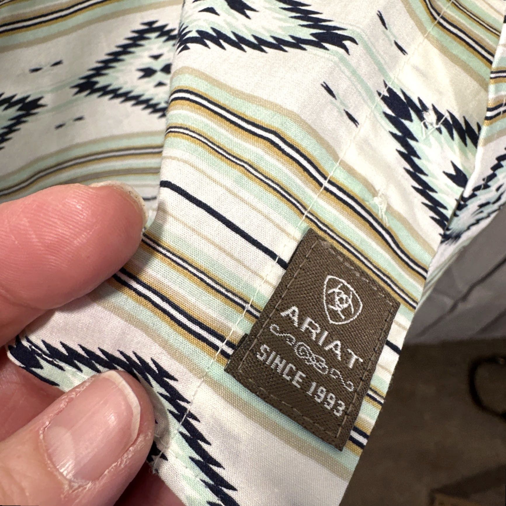 Ariat Ariat Shirt Mens XXL Tall Classic Fit Christopher Aztec Print Short Sleeve Geometric Multicolor Collared Button-Up Pockets Western 90s? Size US XXL / EU 58 / 5 - 5 Thumbnail