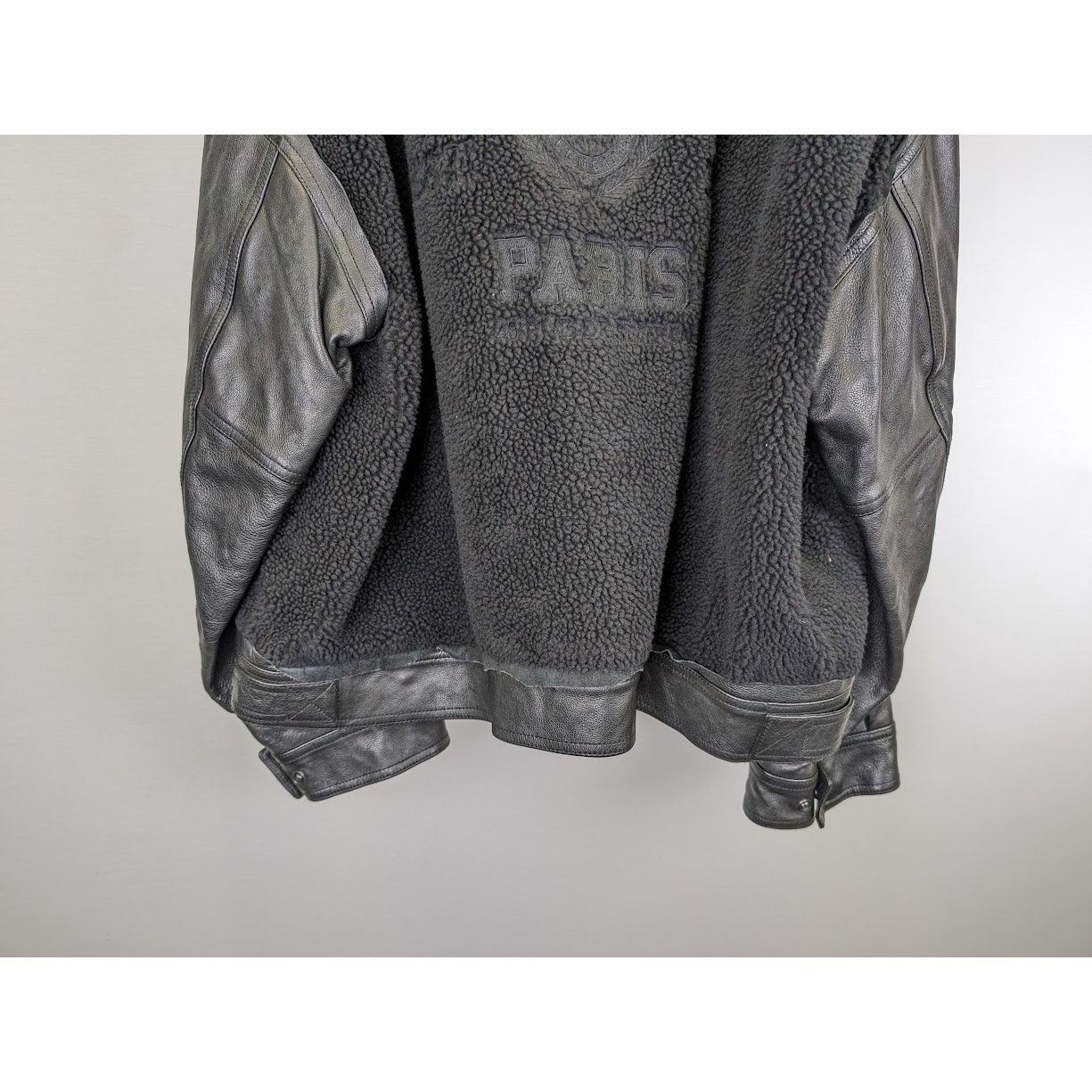 Balenciaga o1rshd1 Leather Sleeve Shearling Fleece Jacket in Black Size US XS / EU 42 / 0 - 17 Thumbnail