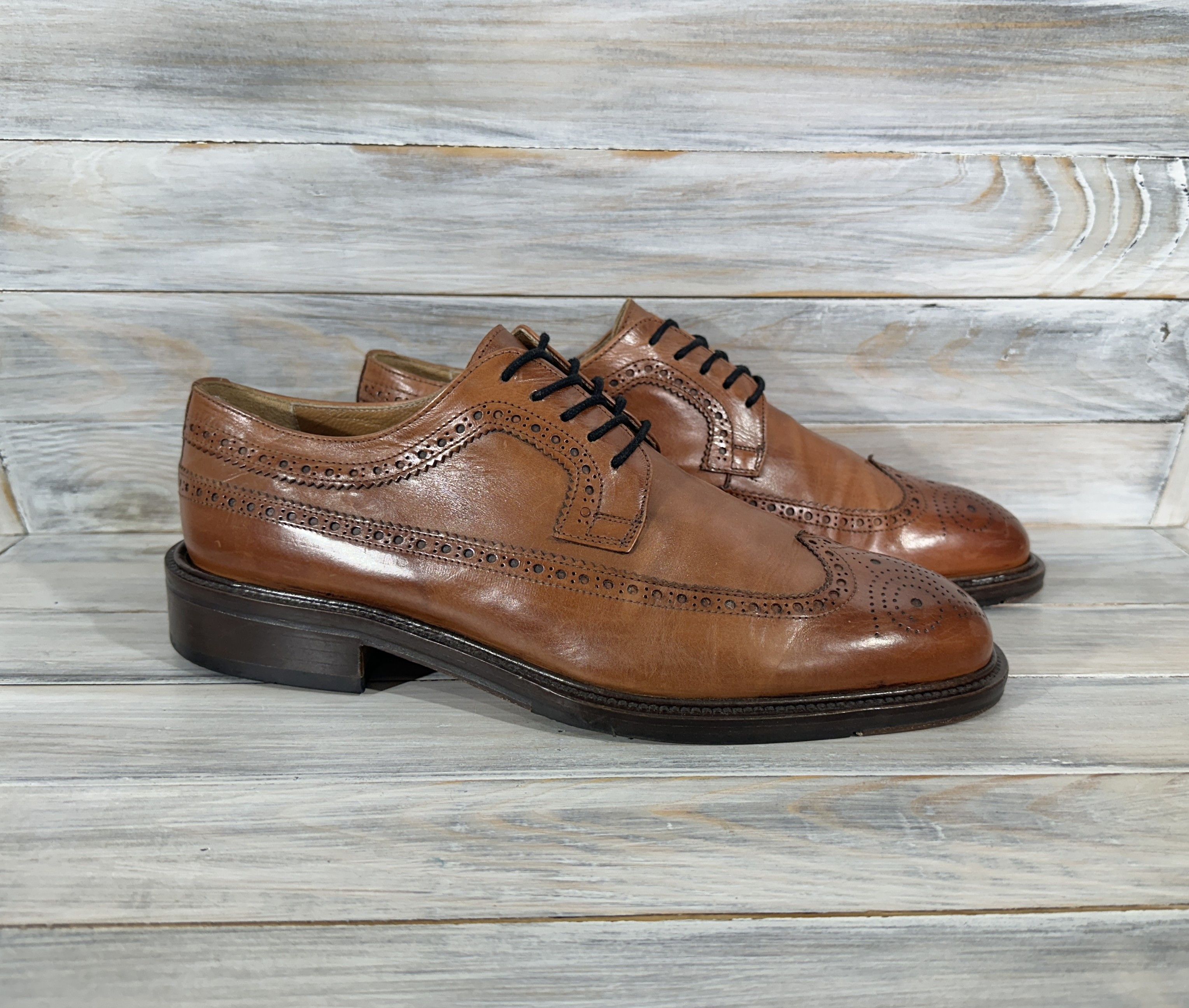 Leather Mario Bruni Brogue Men's Leather Shoes Made In Italy Luxury Size US 8 / EU 41 - 14 Thumbnail