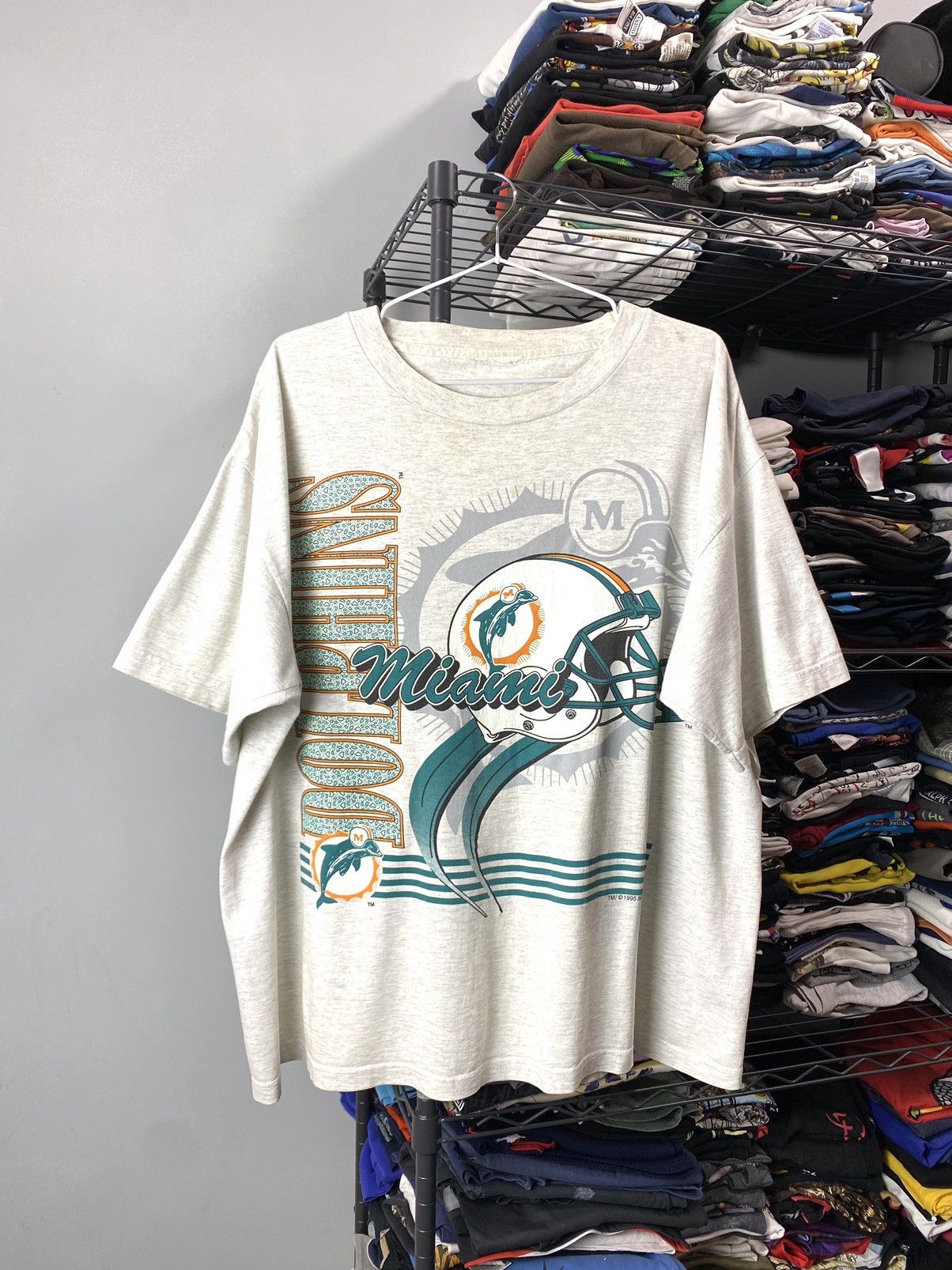 NFL Vintage 1995 NFL Dolphins Miami T Shirt Size US XL / EU 56 / 4 - 1 Thumbnail