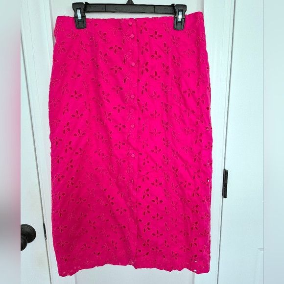 J.Crew Button-Front Eyelet Skirt Floral Party Spring Summer Travel Size 27" / US 4 / IT 40 - 10 Thumbnail