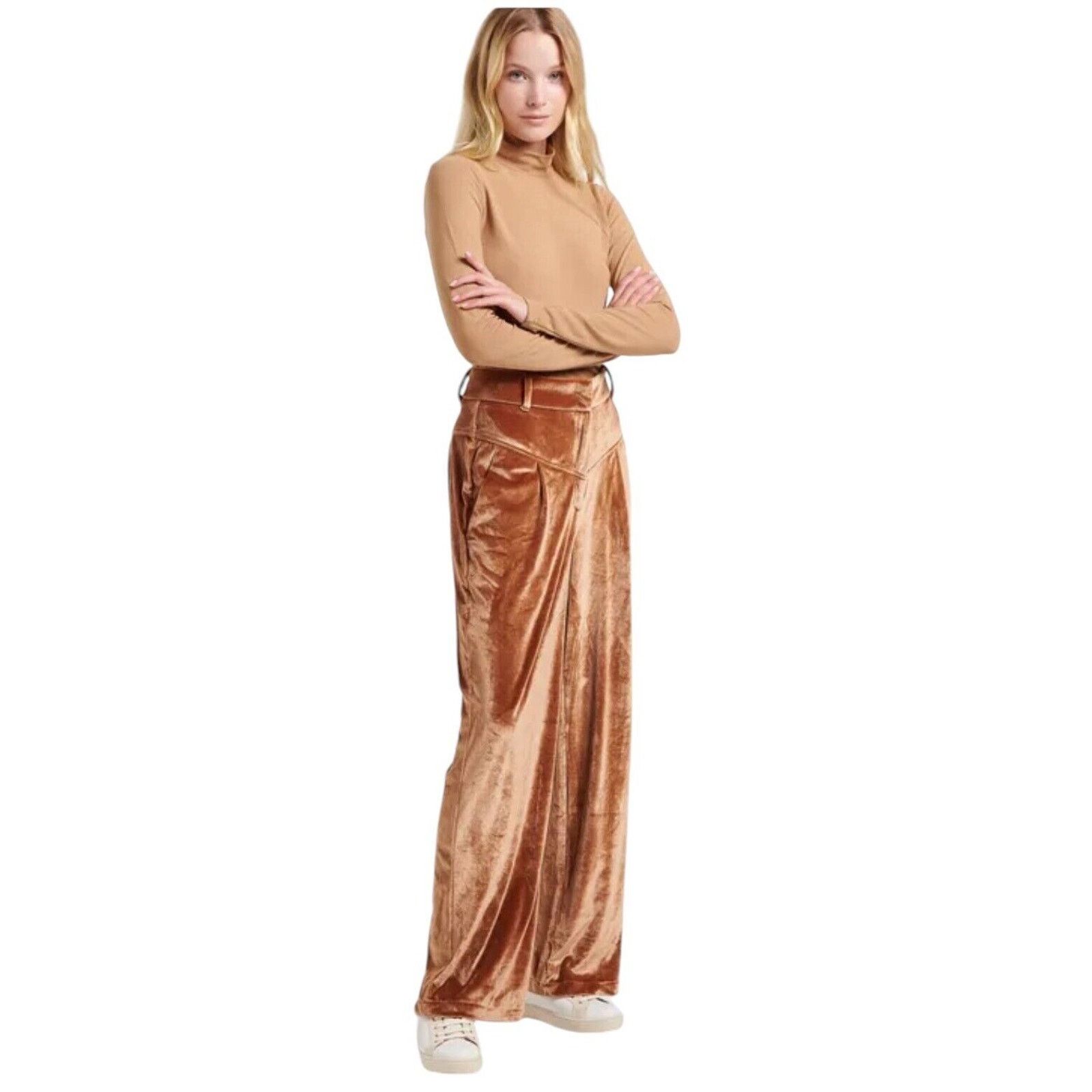 Other Stella Pardo High Waist Wide Leg Velour Camel Velour Small Size 27" / US 4 / IT 40 - 1 Thumbnail