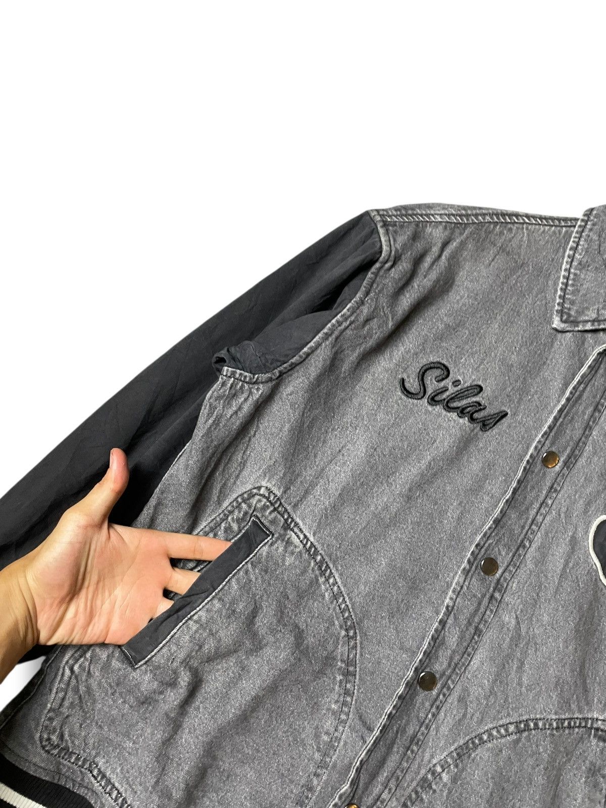 Silas × Vintage SILAS Brand Varsity Denim Jeans Jacket (131) Size US M / EU 48-50 / 2 - 4 Thumbnail