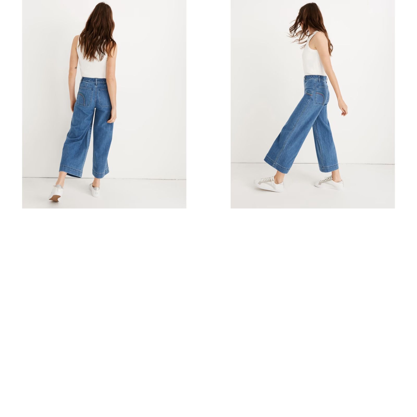 Madewell Madewell Jeans Emmett Rainbow Stitched Edition Wide Leg Crop indigo Size 30 Size 30" / US 8 / IT 44 - 10 Thumbnail
