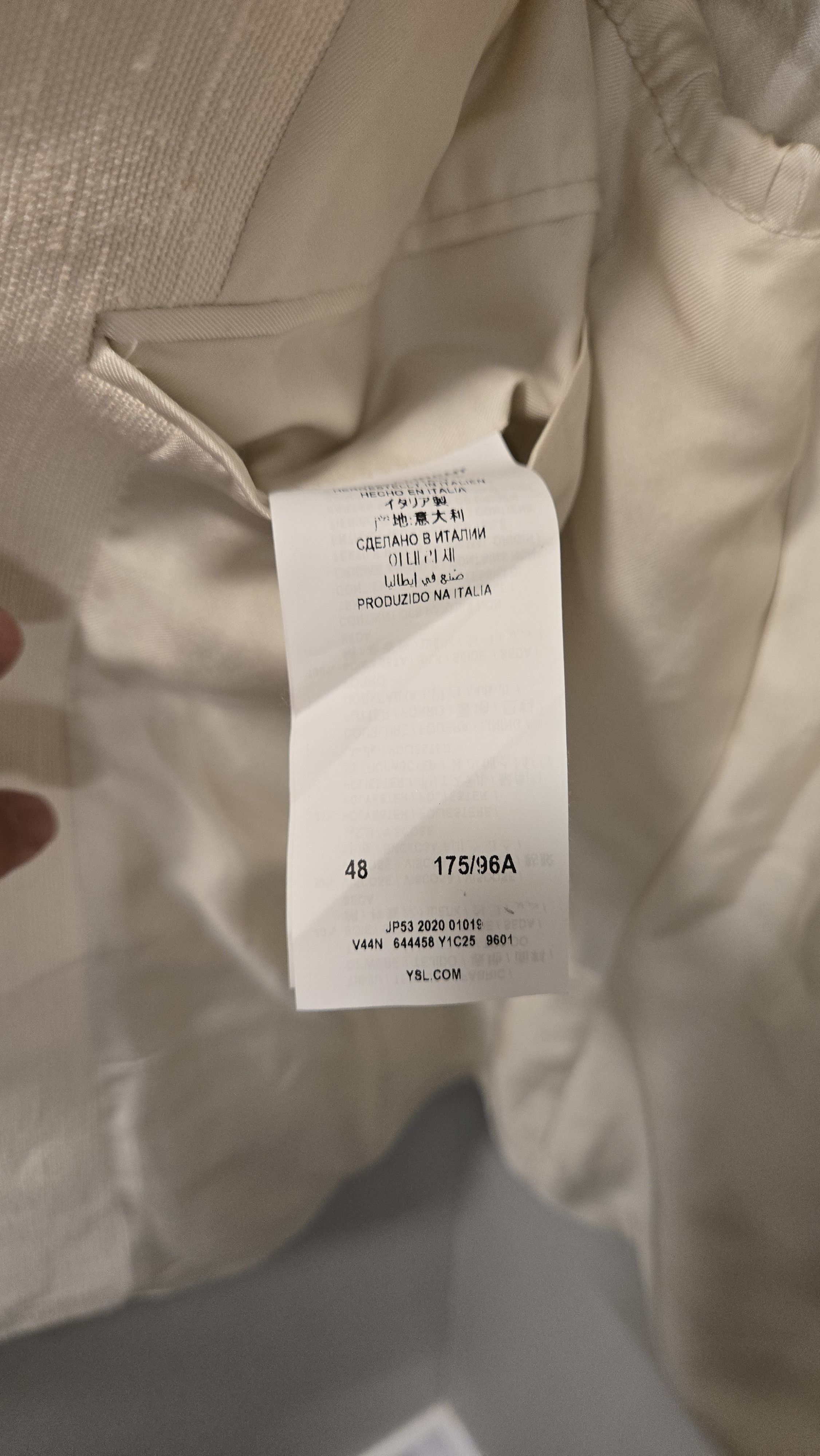 Saint Laurent Paris White Tux Size 48S - 3 Thumbnail