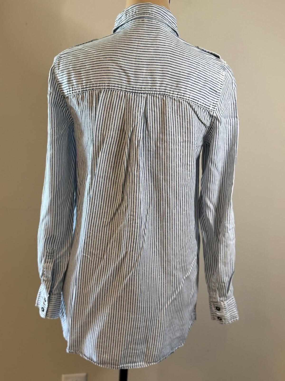 Forme D'Expression Dex blue & white stripe button up tunic top roll sleeve XS Size XS / US 0-2 / IT 36-38 - 4 Thumbnail