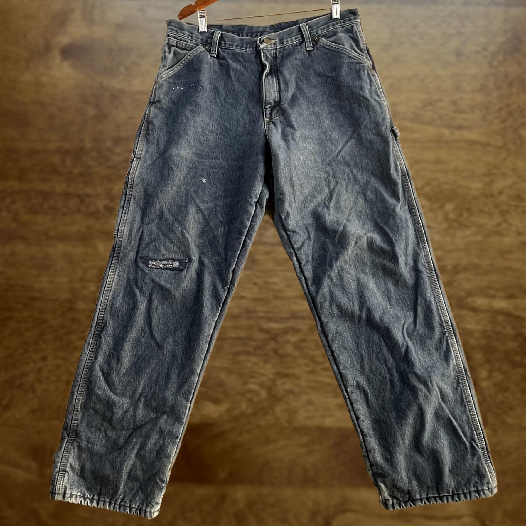 Wrangler Wrangler Jeans Mens 34x32 Medium Wash Blue Denim Relaxed Straight Fleece Lined Denim Pants Mens 34x32 Rounded Neutral Blue Wrangler Jeans Mens 34x32 Size US 34 / EU 50 - 1 Thumbnail