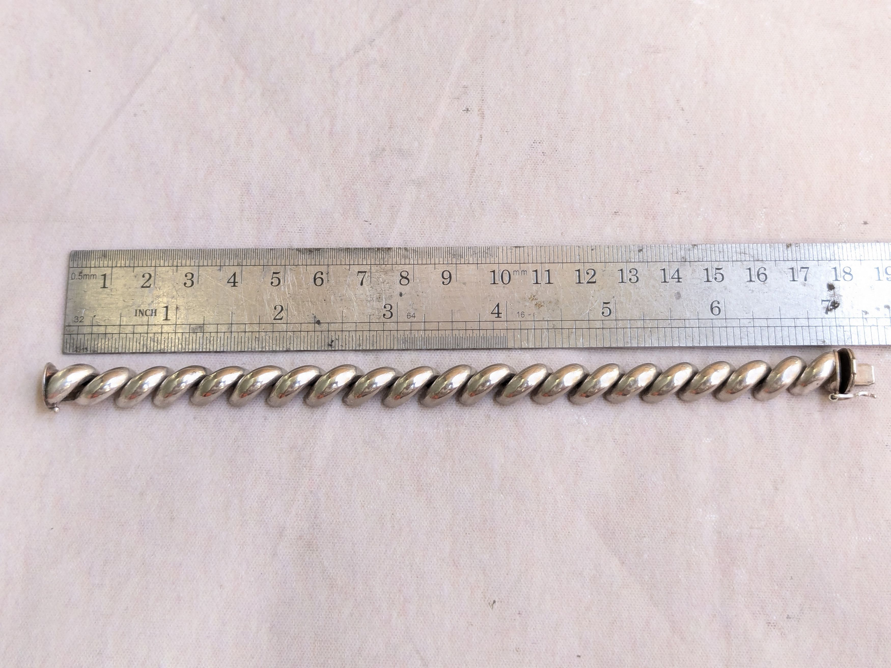 Vintage Vintage Sterling Silver Bracelet San Marcos Macaroni 7 Size ONE SIZE - 15 Thumbnail