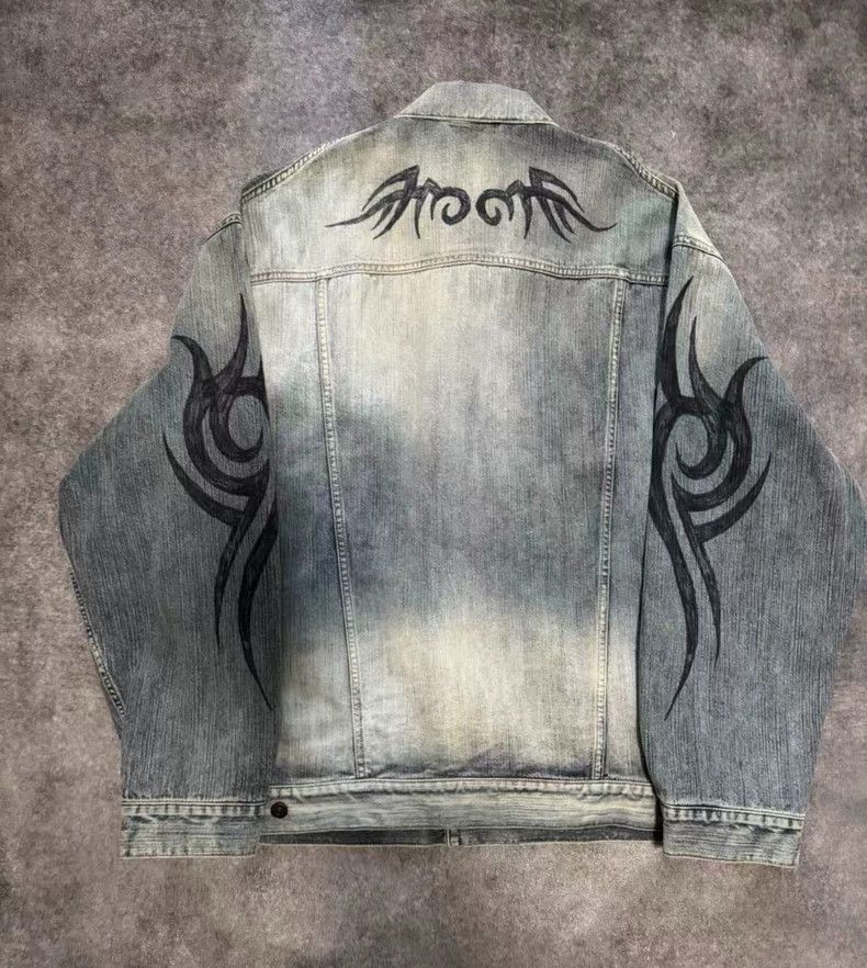 Balenciaga Balenciaga Dragon totem making old denim jacket coat Size US S / EU 44-46 / 1 - 2 Thumbnail
