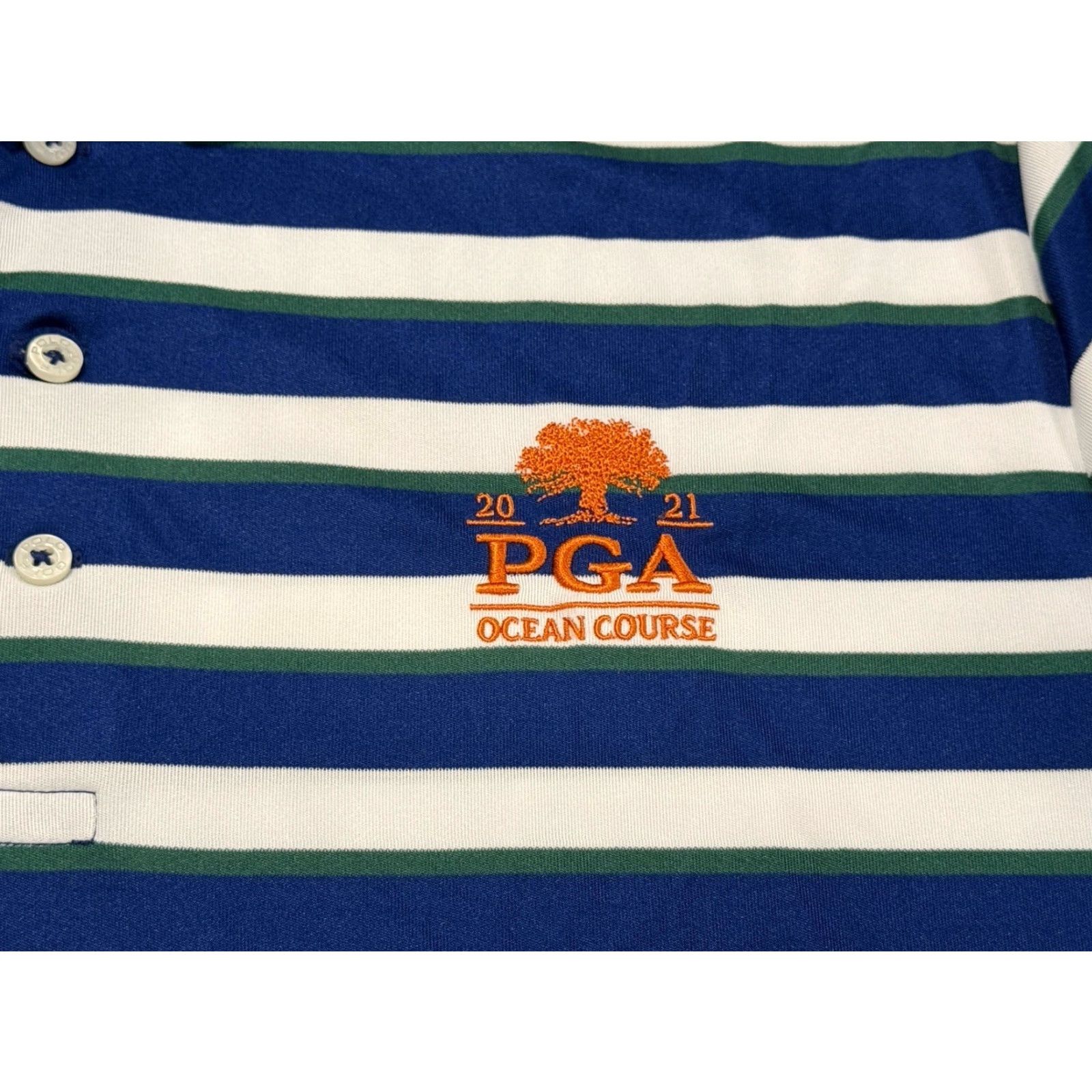 Polo Ralph Lauren Polo Ralph Lauren Polo Shirt Mens Large Blue White Short Sleeve 2021 PGA Logo Vintage No Size US L / EU 52-54 / 3 - 4 Thumbnail