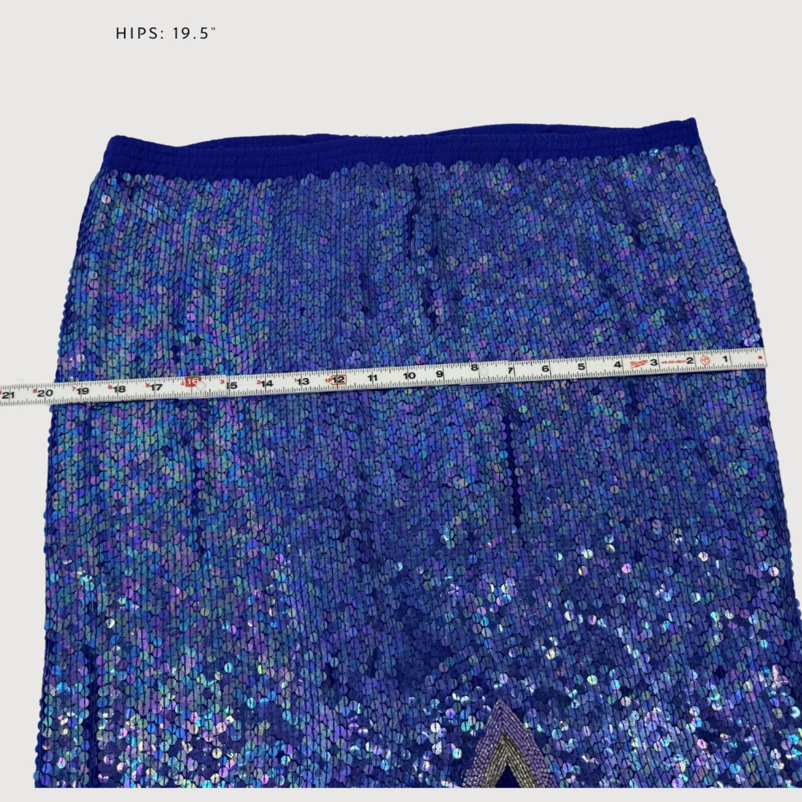 Unknown London Vintage 1980s Silk Sequin Beaded Skirt Set Blue Purple S Size S / US 4 / IT 40 - 8 Thumbnail