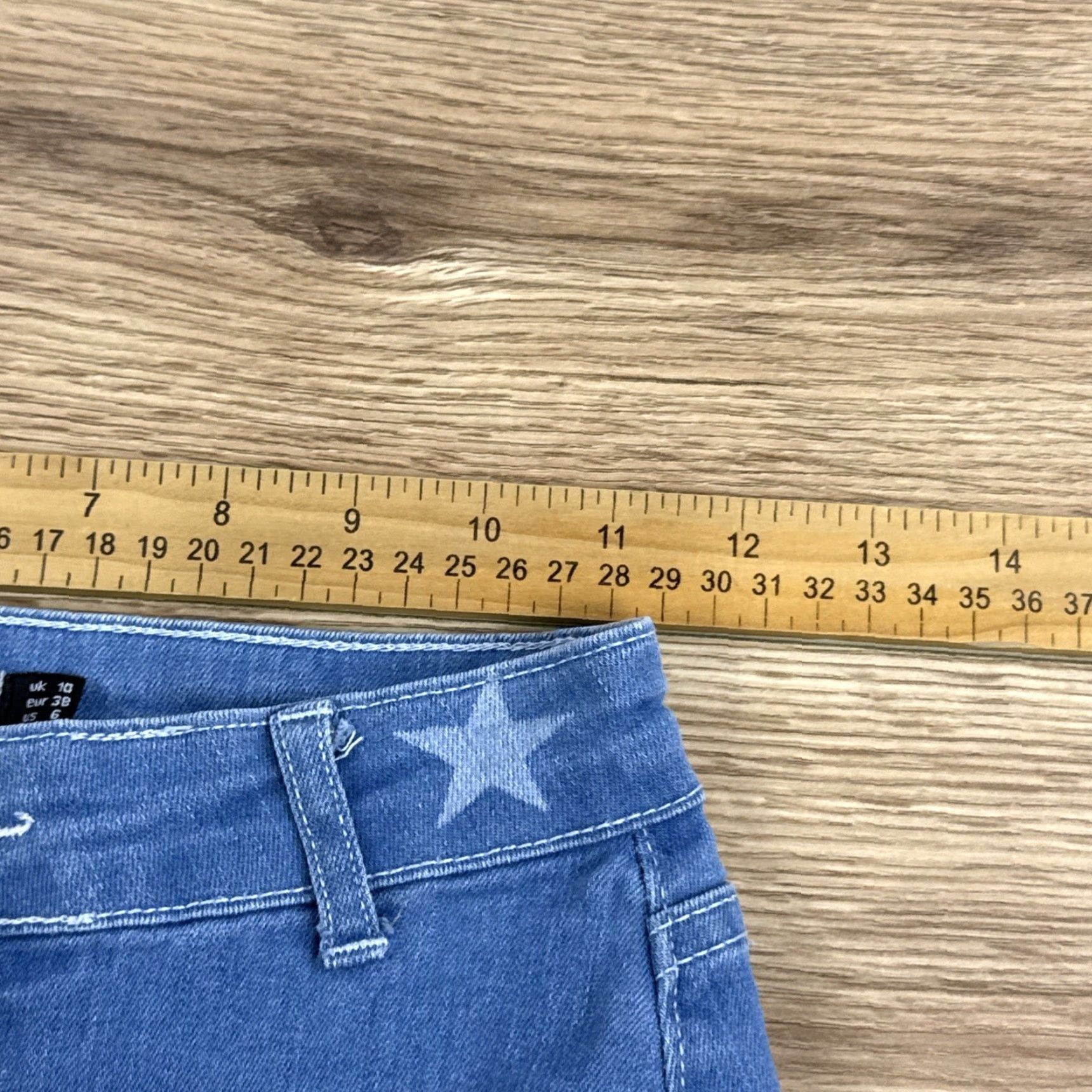 Nasty Gal Nasty Gal High Rise Flare Jeans - Stretch Denim - Black - Starry Written in the Stars - Size 6 - Women’s Jeans Size 28" / US 6 / IT 42 - 6 Thumbnail