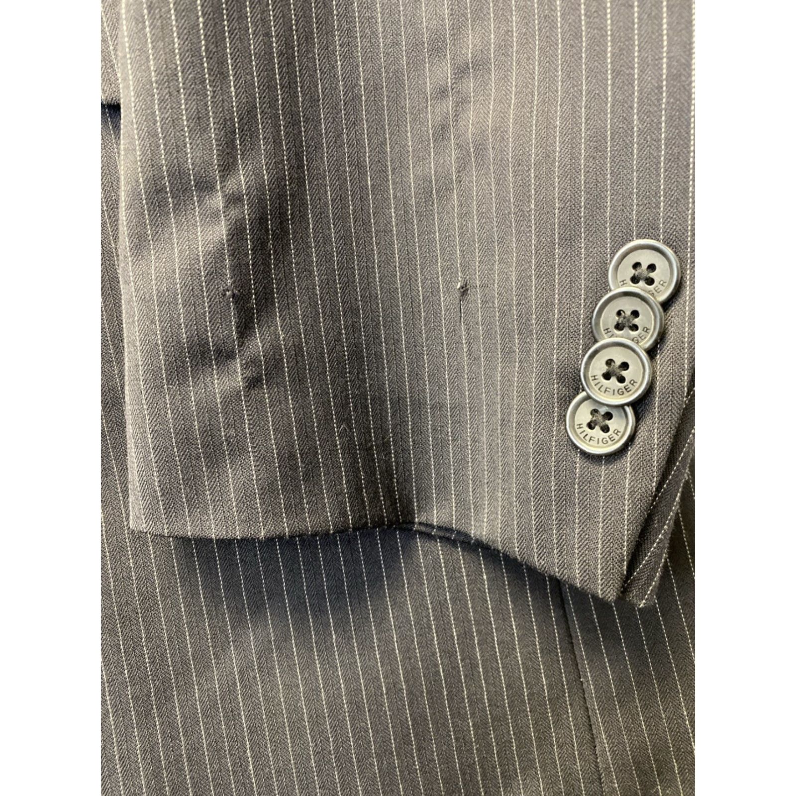Tommy Hilfiger Tommy Hilfiger Mens Blazer Jacket Navy Striped 42R Two-Button Notch Lapel Single Breasted Regular Front Coat/129-13 Size 42R - 5 Thumbnail