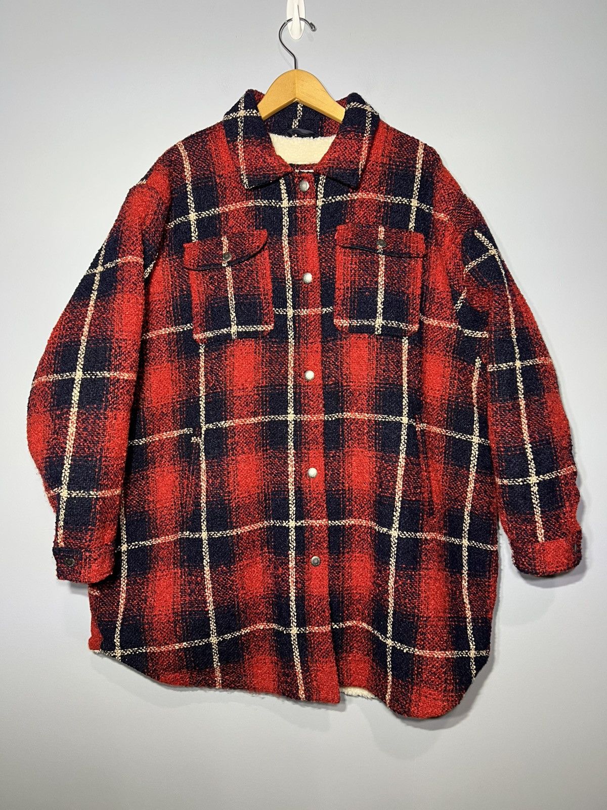 Levi's Levi’s Plaid Red Sherpa-Lined Zip Up Heavy Wool Jacket Sz 3X Size 3XL / US 20-22 - 2 Thumbnail