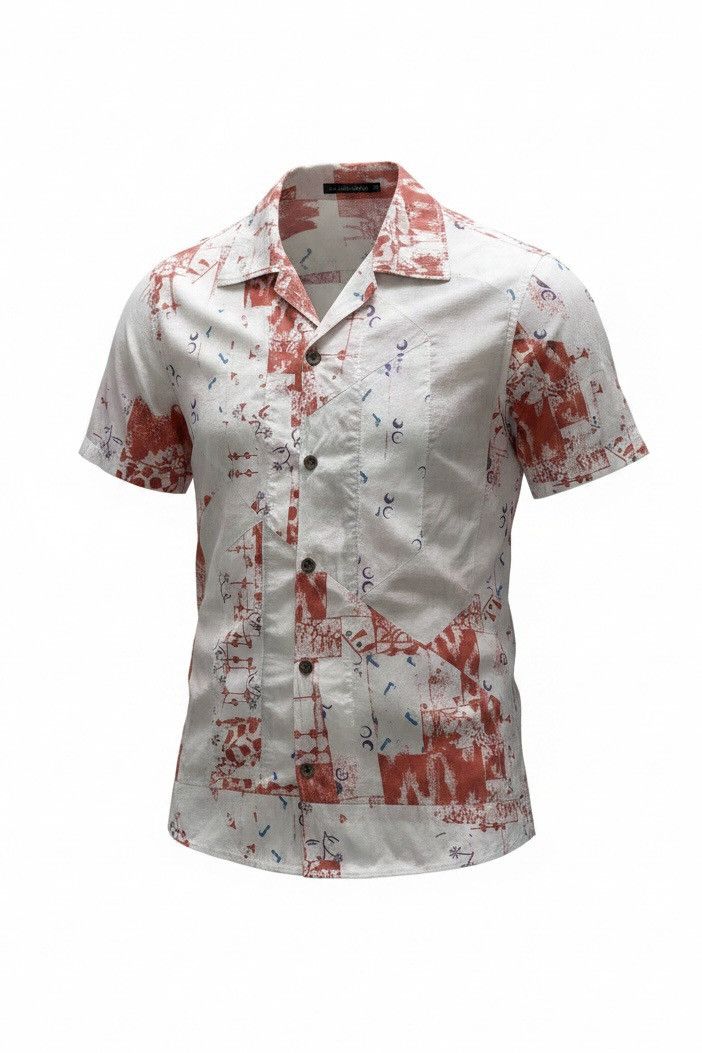 Marithe + Francois Girbaud 2000s MFG Reworked Art Printed Button Shirt Size US M / EU 48-50 / 2 - 1 Thumbnail