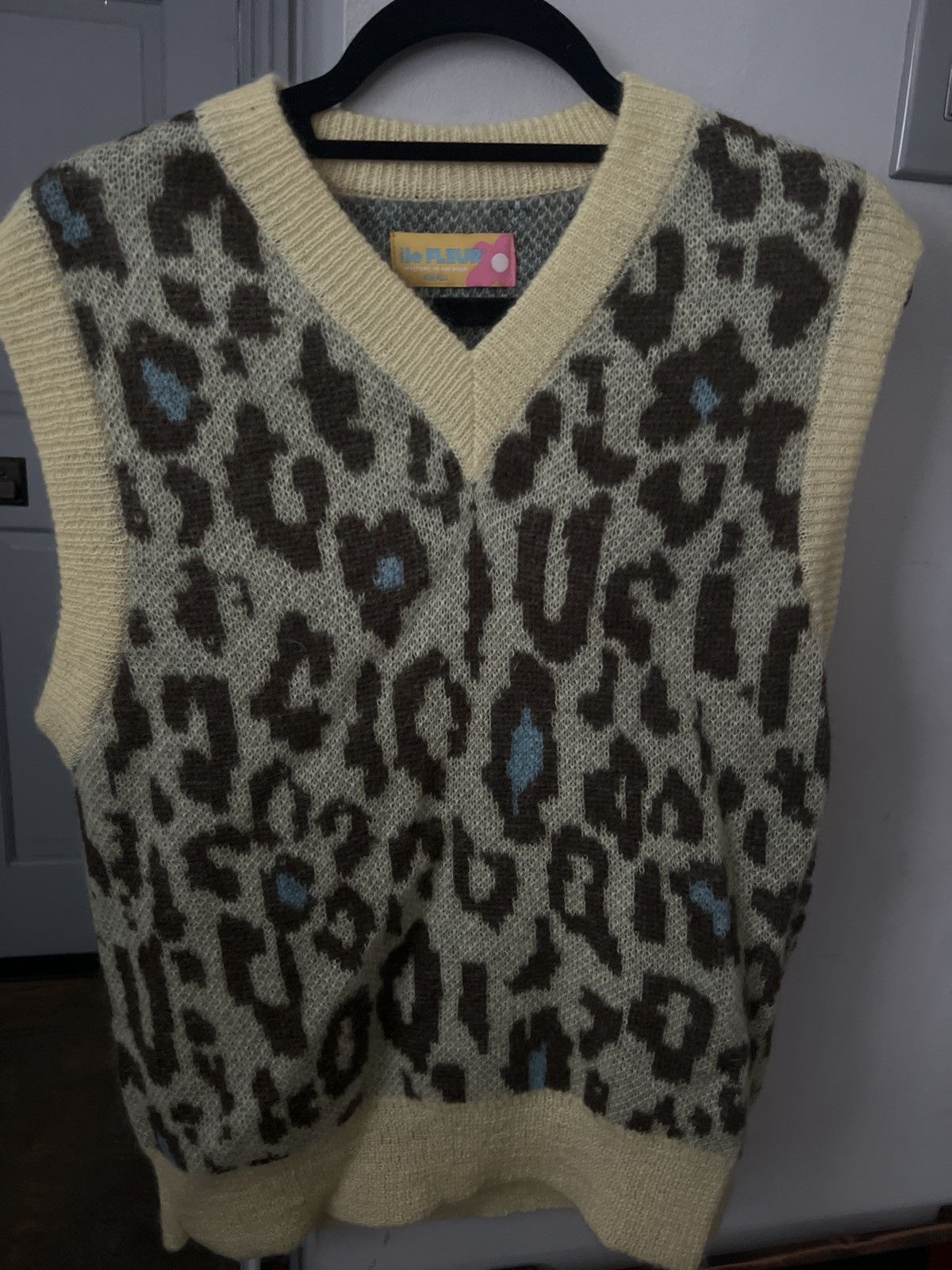 image of Golf Le Fleur Leopard Print Vest in Beige, Men's (Size Small)