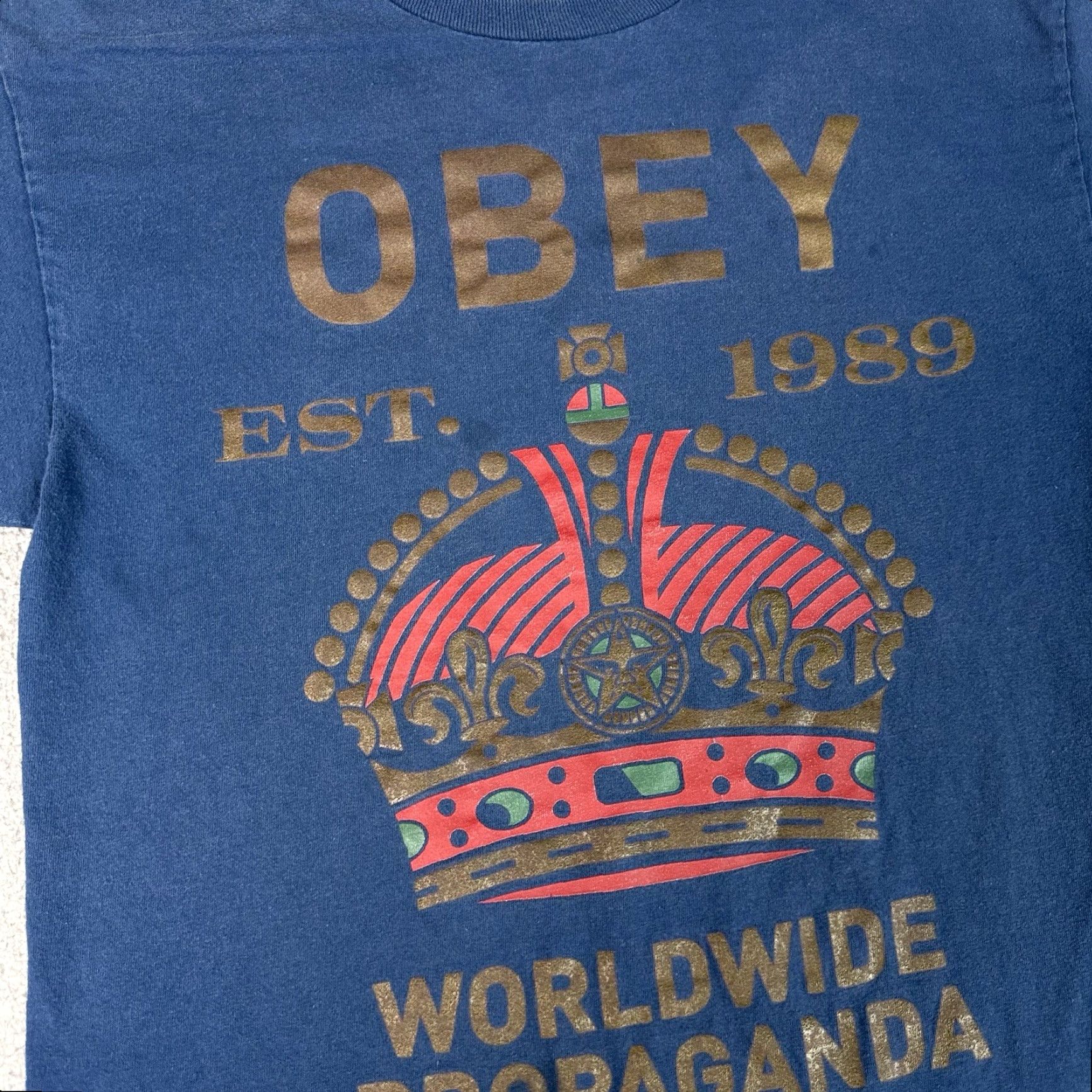 Obey VINTAGE OBEY Shirt Mens M Blue Propaganda Crown Logo Graphic Skate Punk Y2K 2000s USA Decade Retro Hip Hop Size US M / EU 48-50 / 2 - 3 Thumbnail