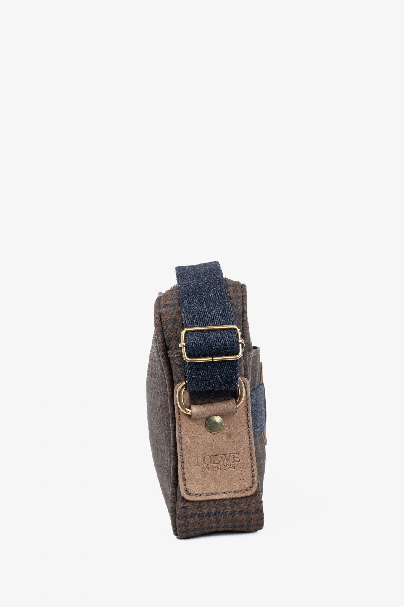 Loewe Loewe Brown Houndstooth-Canvas Leather-Trim Shoulder Bag Size ONE SIZE - 3 Thumbnail