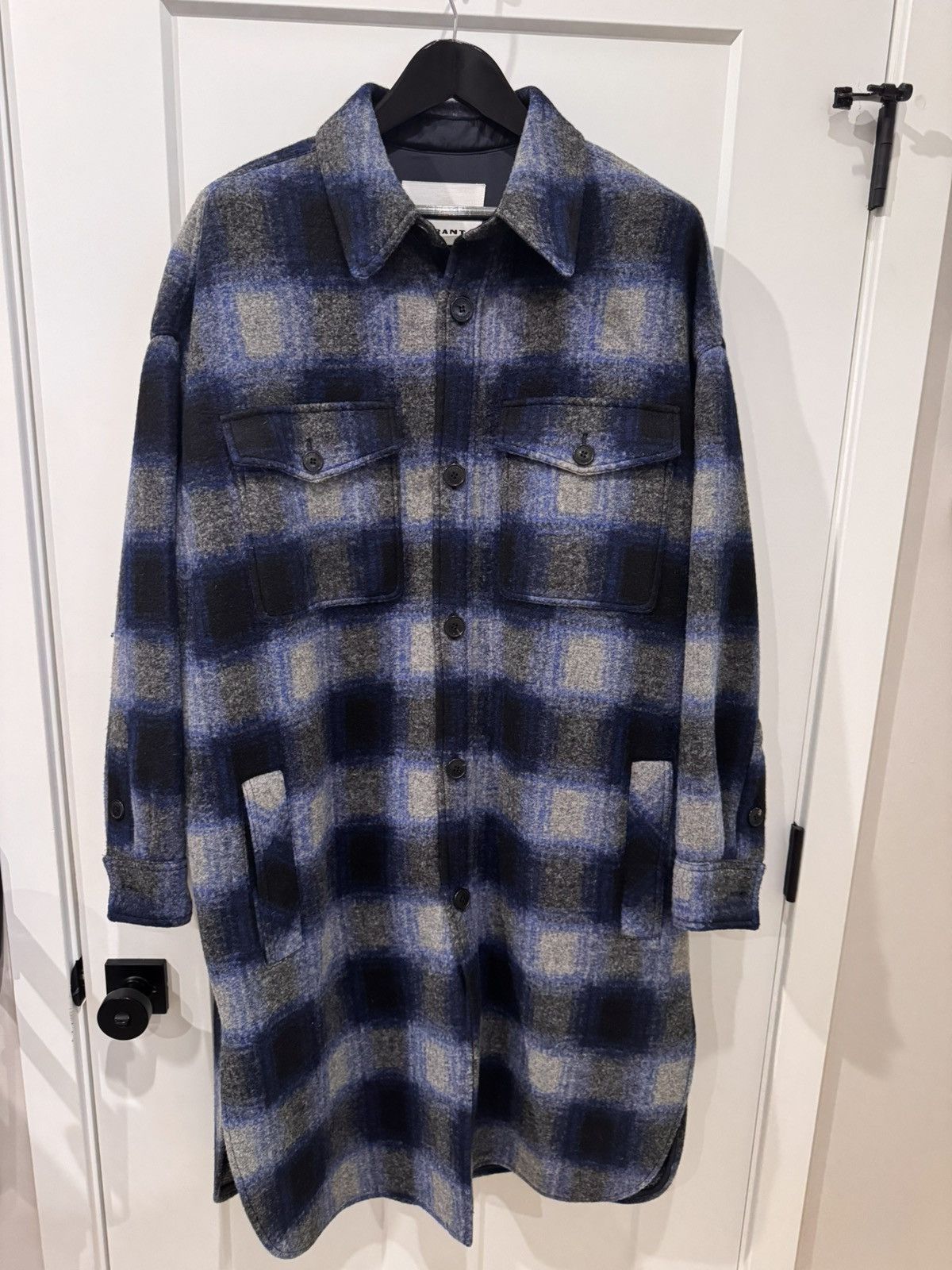 Isabel Marant Isabel Marant Étoile Fontizi checked coat in blue and black Size US XL / EU 56 / 4 - 1 Thumbnail