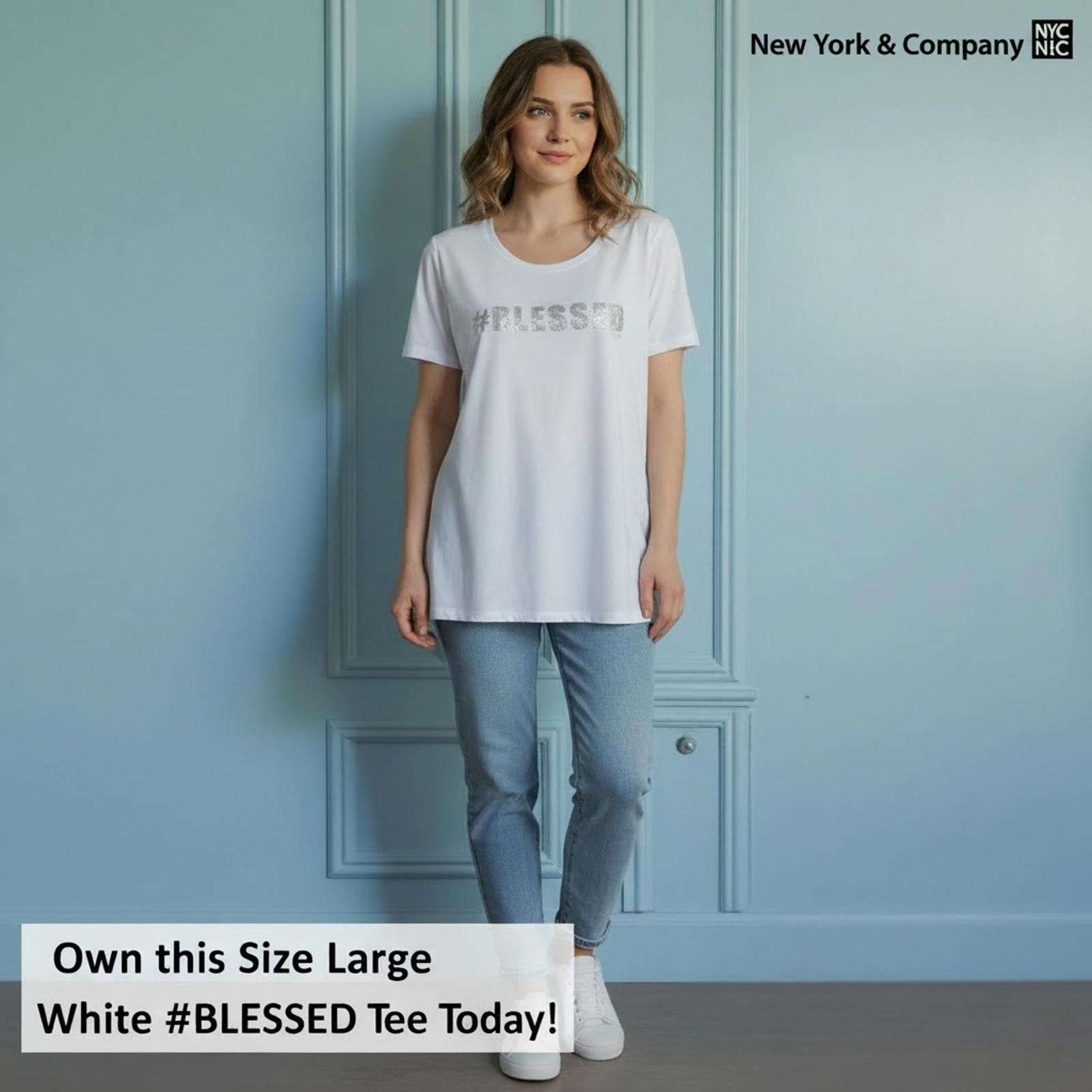 Other New York & Company White #BLESSED Tee Size Large Size L / US 10 / IT 46 - 2 Thumbnail