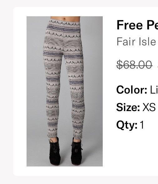 Free People Free People Fair Isle Knit Leggings – Light Grey Size 26" / US 2 / IT 38 - 1 Thumbnail