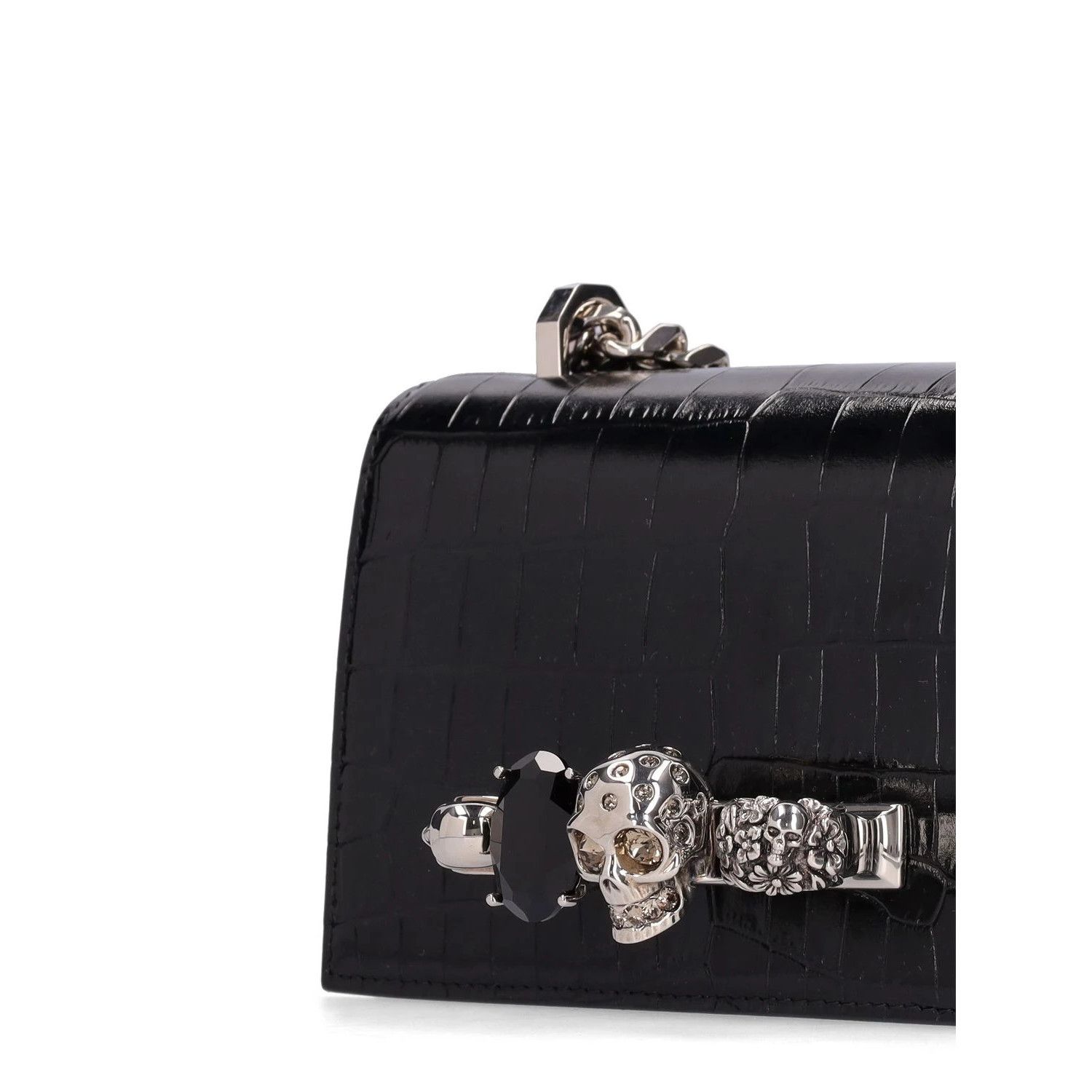 Alexander McQueen ALEXANDER MCQUEEN Mini Jewelled Black/Silver Leather Shoulde Size ONE SIZE - 3 Thumbnail