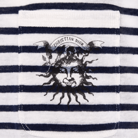Dior o1w1db10725 424S64 Short-Sleeved Sweater in Navy Blue/White Size L / US 10 / IT 46 - 3 Thumbnail