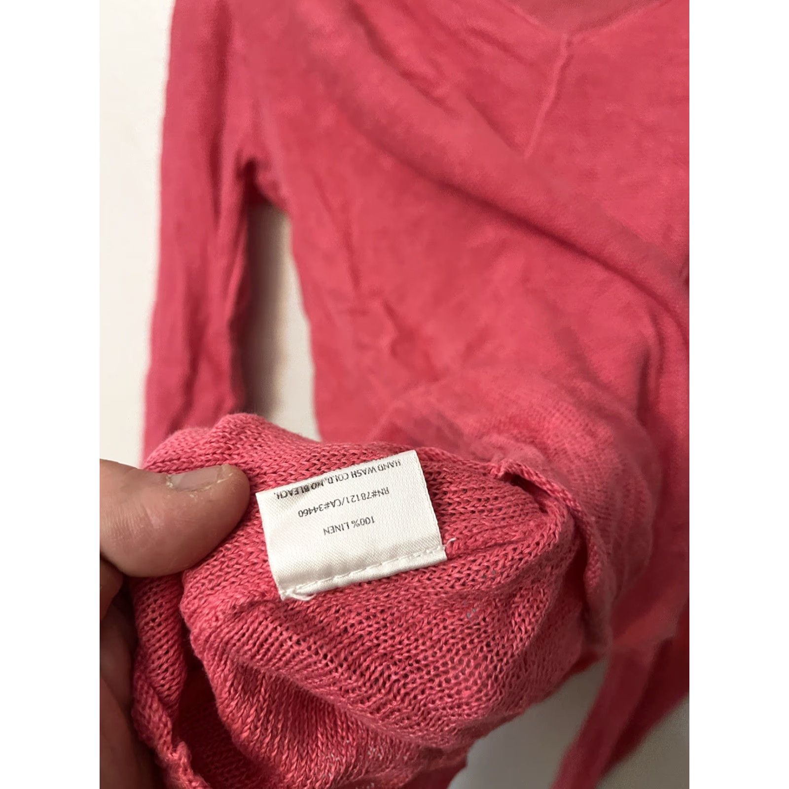 Eileen Fisher Eileen Fisher Shirt Womens Small Pink 100% Linen Cotton Long Sleeve V Neck Sweater Size S / US 4 / IT 40 - 4 Thumbnail