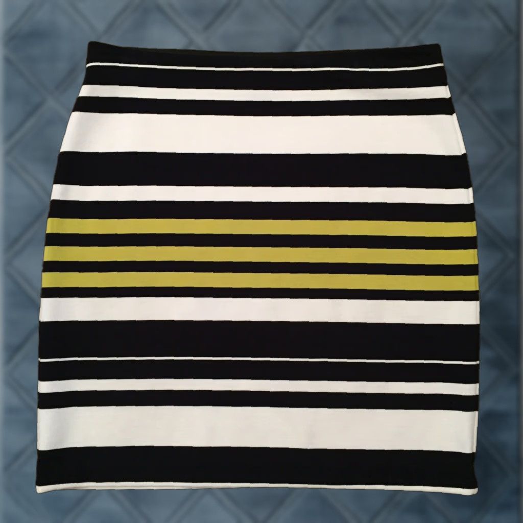 Ann Taylor Ann Taylor Skirt Knee Length Multicolor Striped Pull On Size 6 Womens Elastic Waist Unlined Pencil Straight Retro? (no extra) Size 28" / US 6 / IT 42 - 1 Thumbnail
