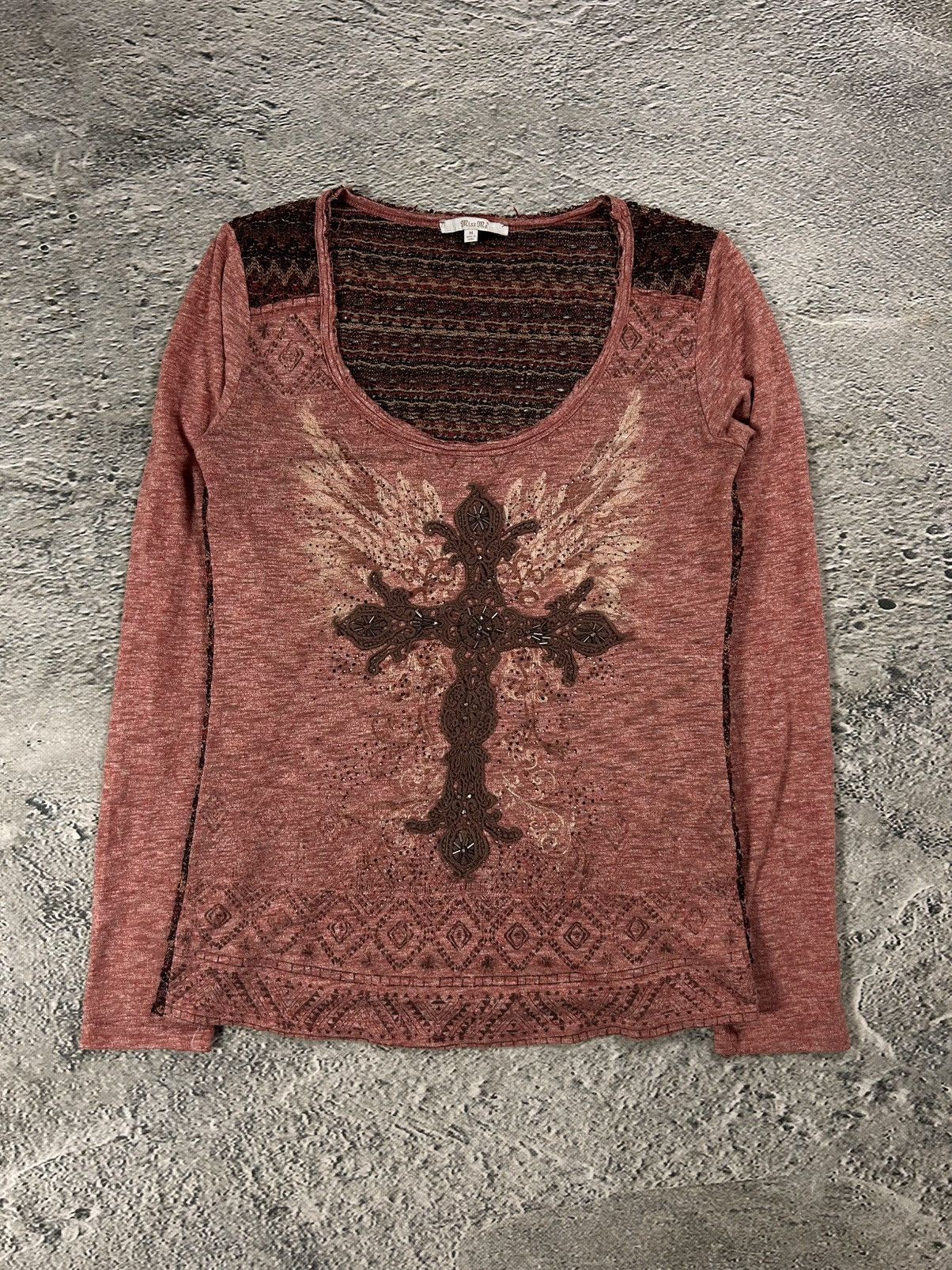 Miss Me Miss Me longsleeve top mesh Y2K big cross logo Size M / US 6-8 / IT 42-44 - 1 Thumbnail