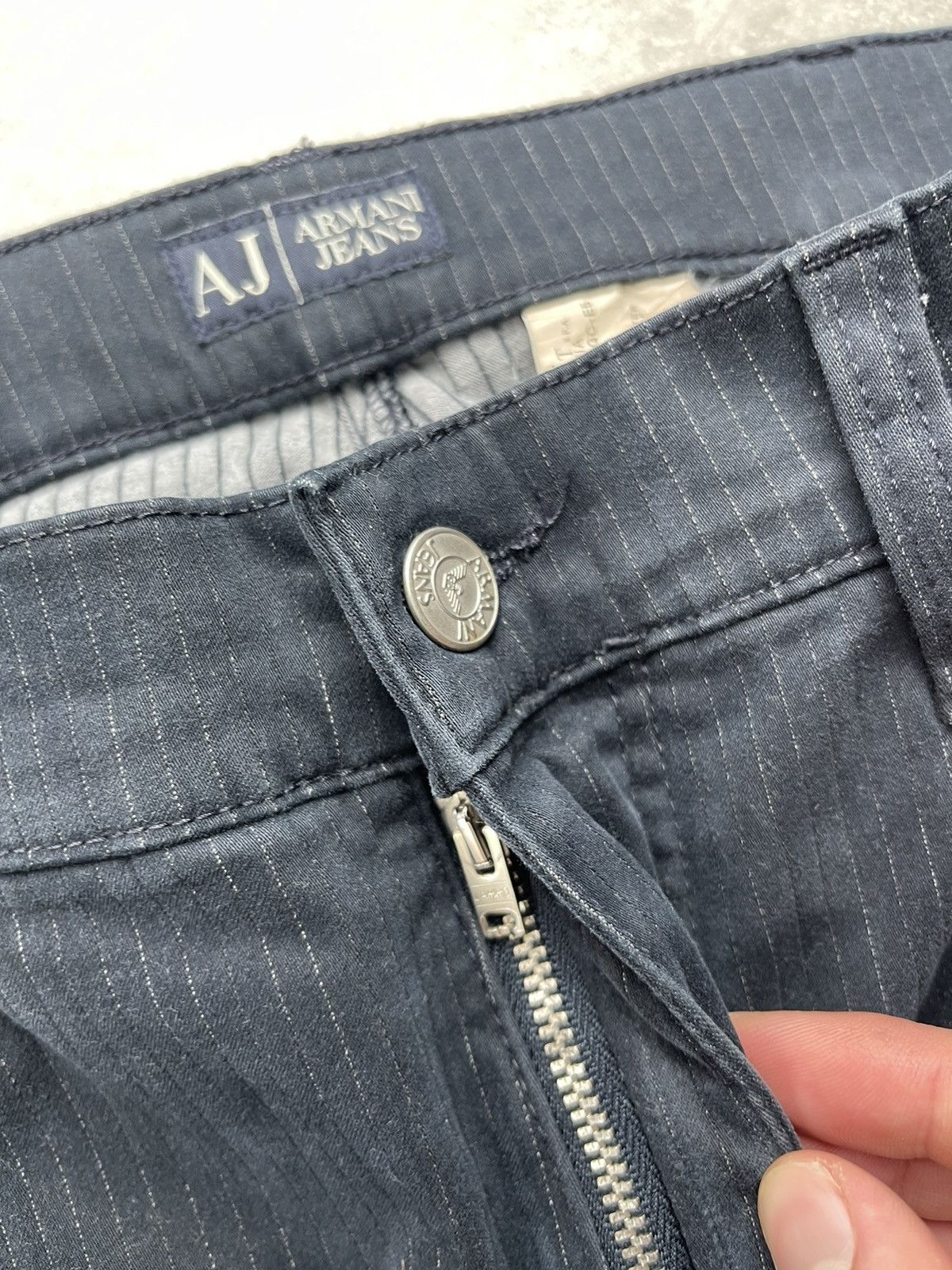 Armani × Vintage Armani Jeans Vintage Corduroy Pants Pinstripe Navy Blue Size US 38 / EU 54 - 10 Thumbnail