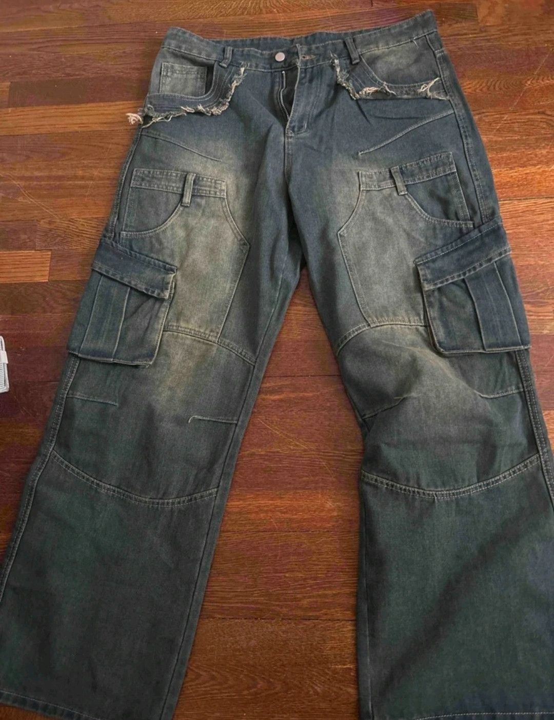 Japanese Brand × Vintage Grunge Baggy Patch Slap Pocket Baggy Loose Jeans Size US 32 / EU 48 - 7 Thumbnail