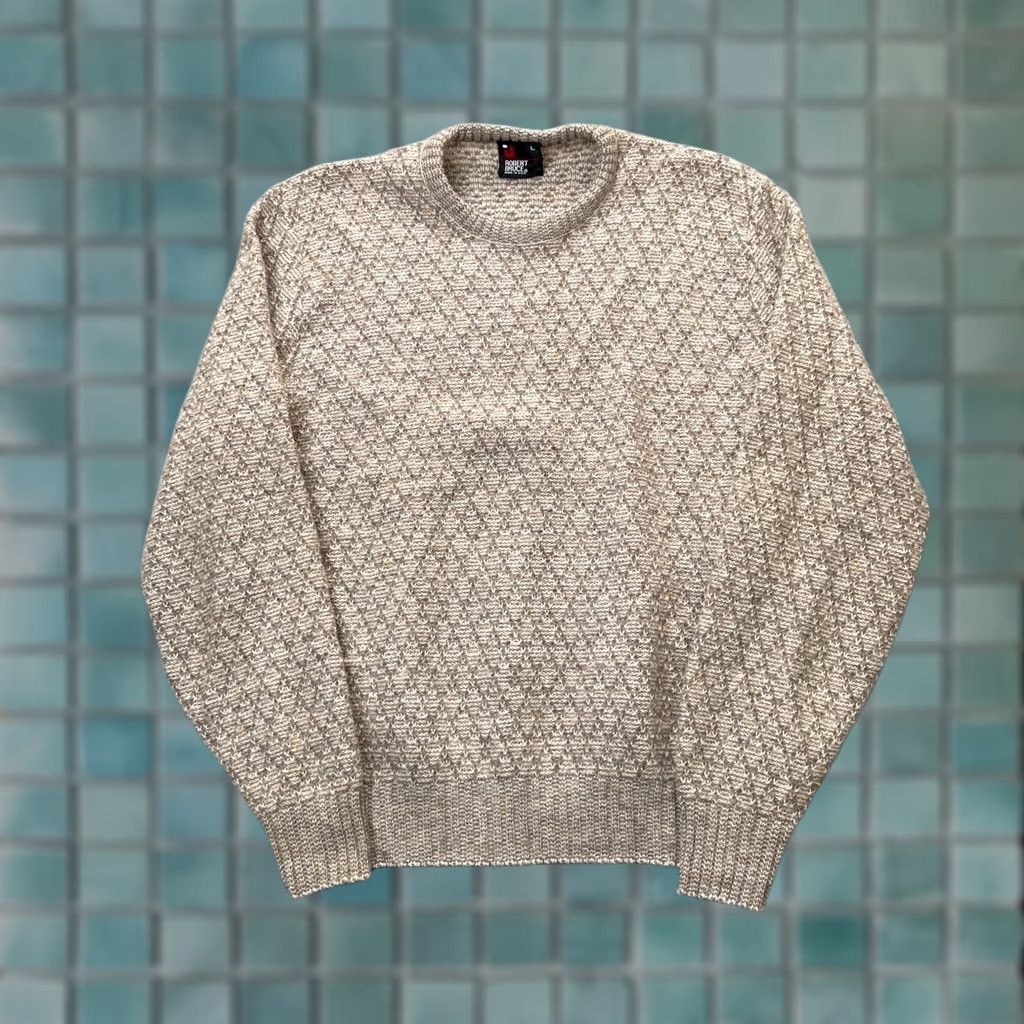 Vintage VINTAGE Robert Bruce Sweater Mens Large Beige Wool Geometric Grandpa Speckle 80s Size US L / EU 52-54 / 3 - 1 Thumbnail