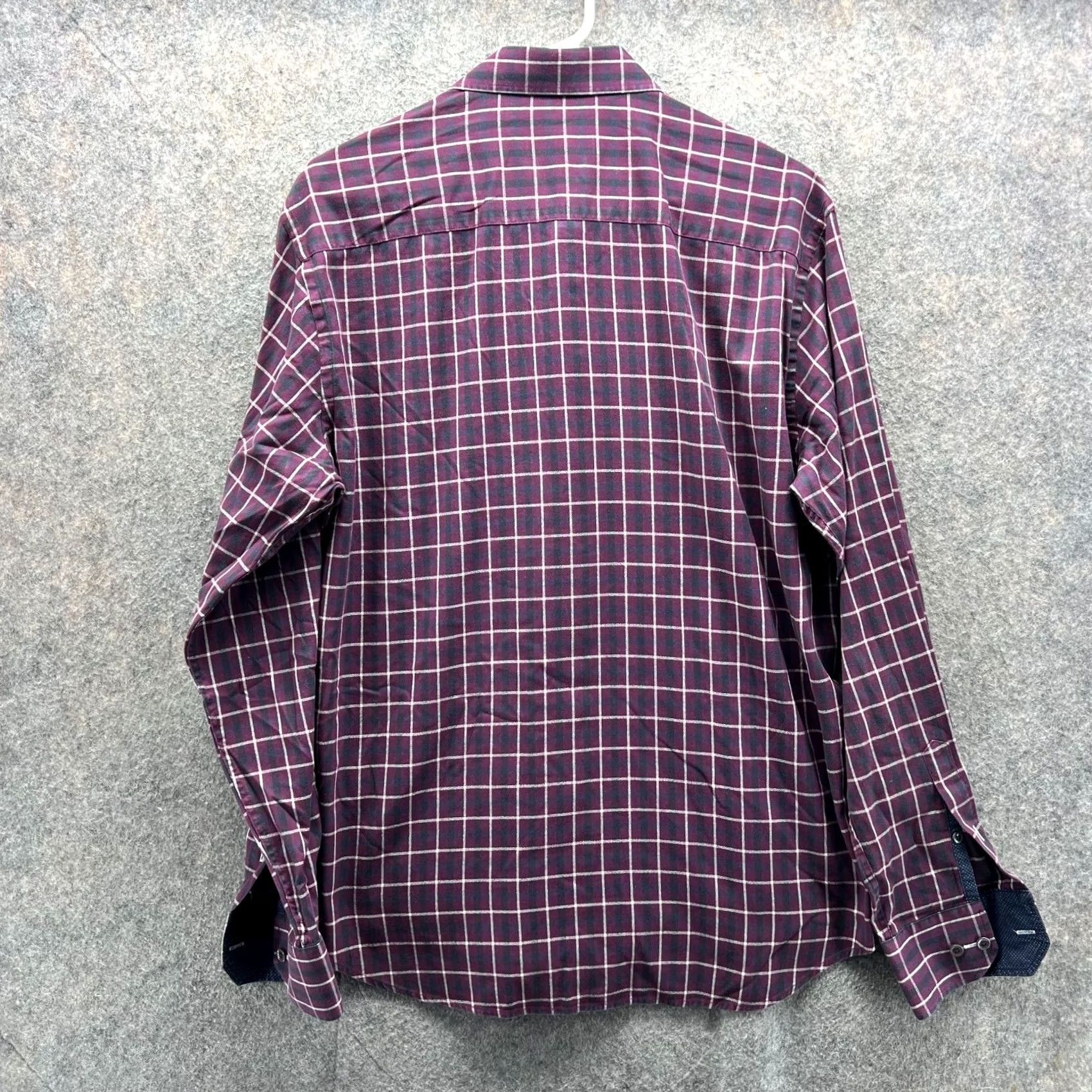 BUGATCHI VINTAGE Bugatchi Shirt Mens XL Purple Button-Down Glen Check Shaped Fit XL Button-Up, Check, Cotton, Men, Bugatchi Uomo Size US XL / EU 56 / 4 - 2 Thumbnail