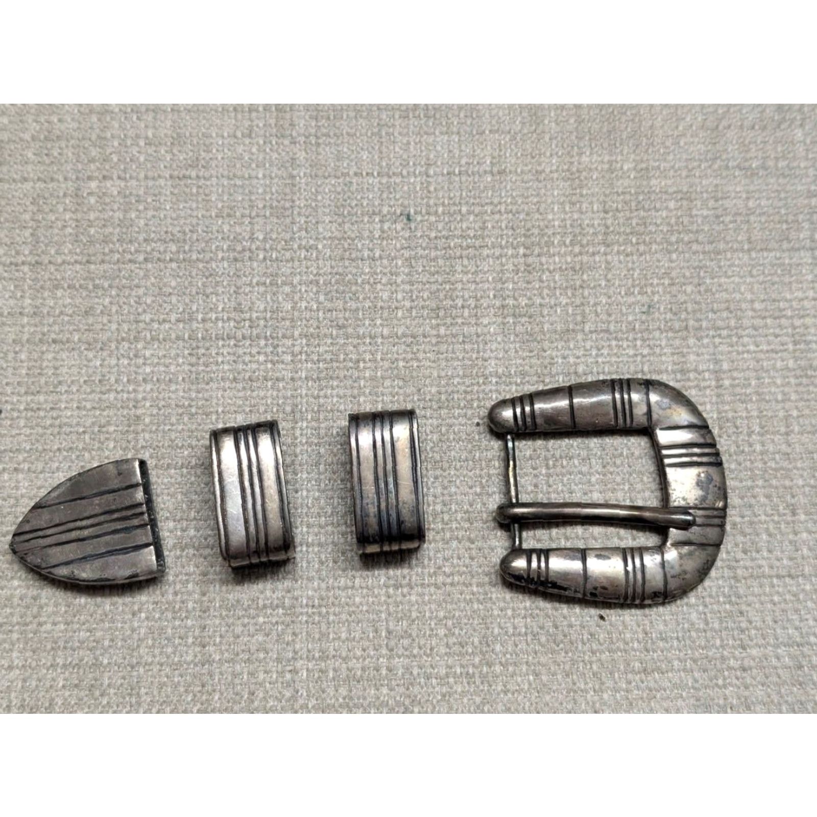 Vintage VINTAGE Ranger NAVAJO 4pc belt buckle set Sterling Silver handcrafted western Size ONE SIZE - 2 Thumbnail