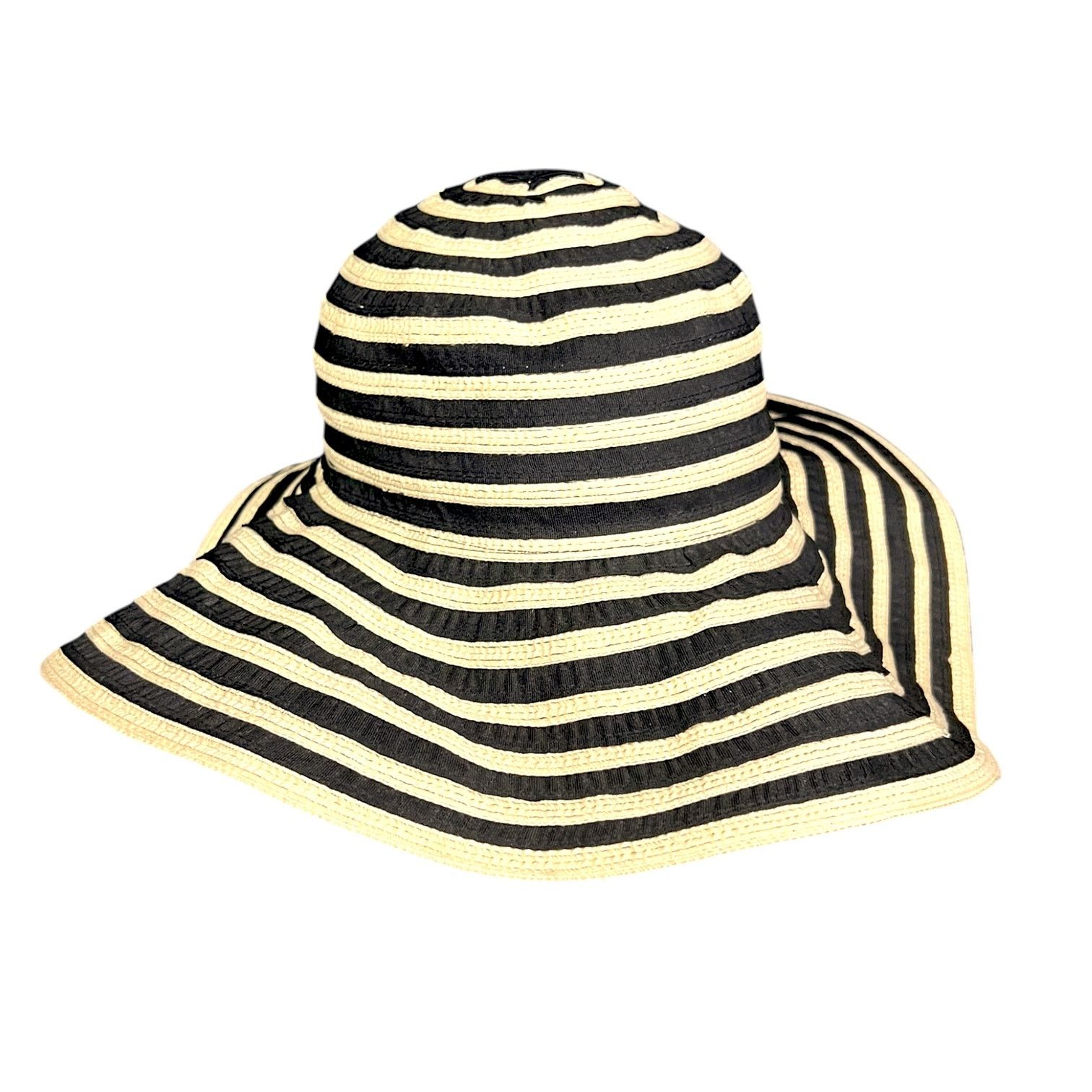 Banana Republic Women's Banana Republic Black Striped Sun Hat - Size S/M Size ONE SIZE - 1 Thumbnail