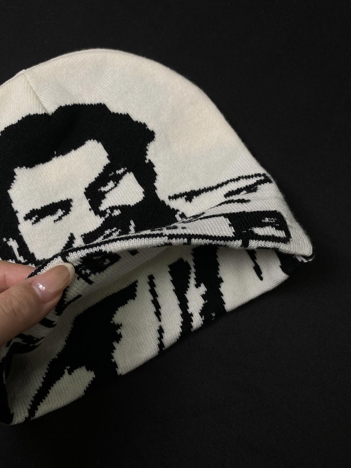 Asaali Rare Asaali Cartel Skully No Cuff Knit Gray Beanie Hats OS Size ONE SIZE - 3 Thumbnail